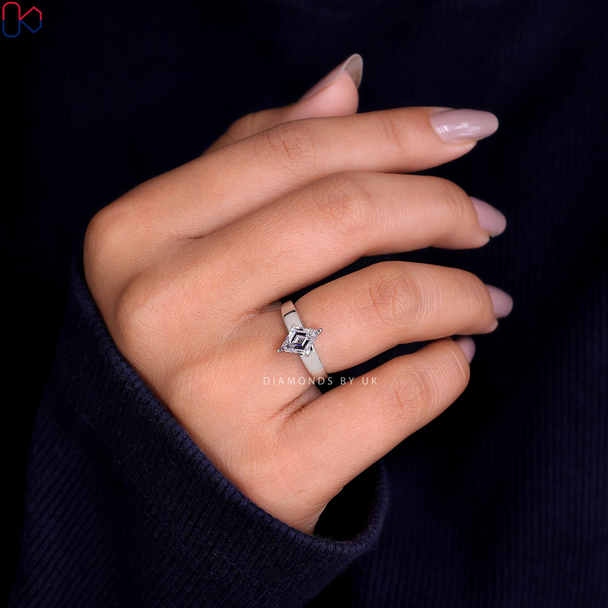 White Gold Lozenge Cut Diamond Ring