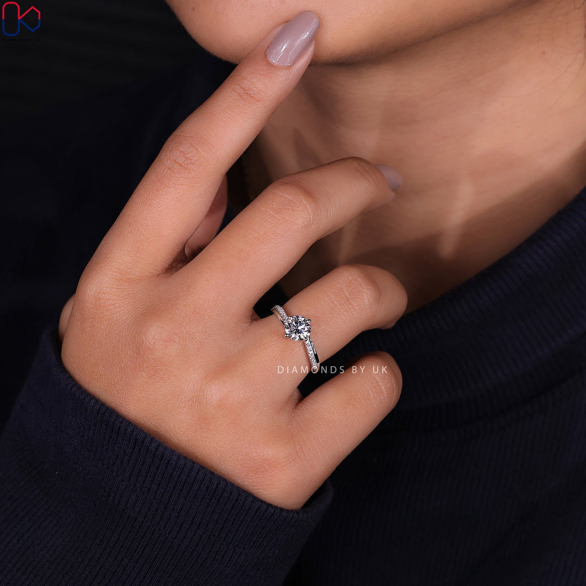Bypass Ring - Round Cut Diamond
