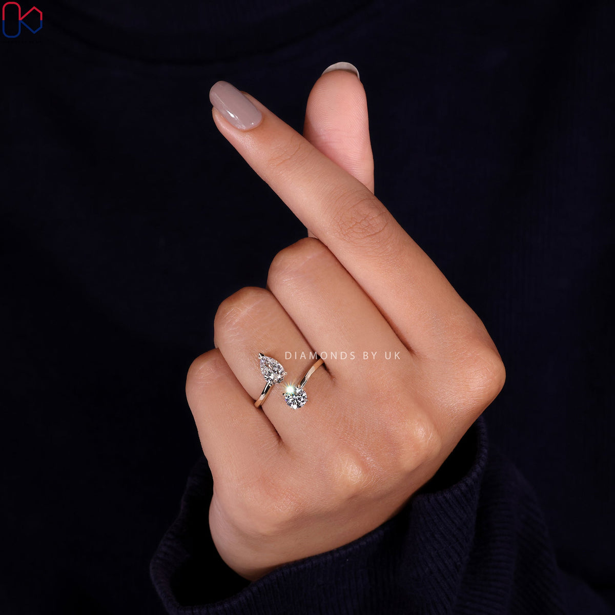 Toi et Moi Engagement Ring – Pear and Round Diamond