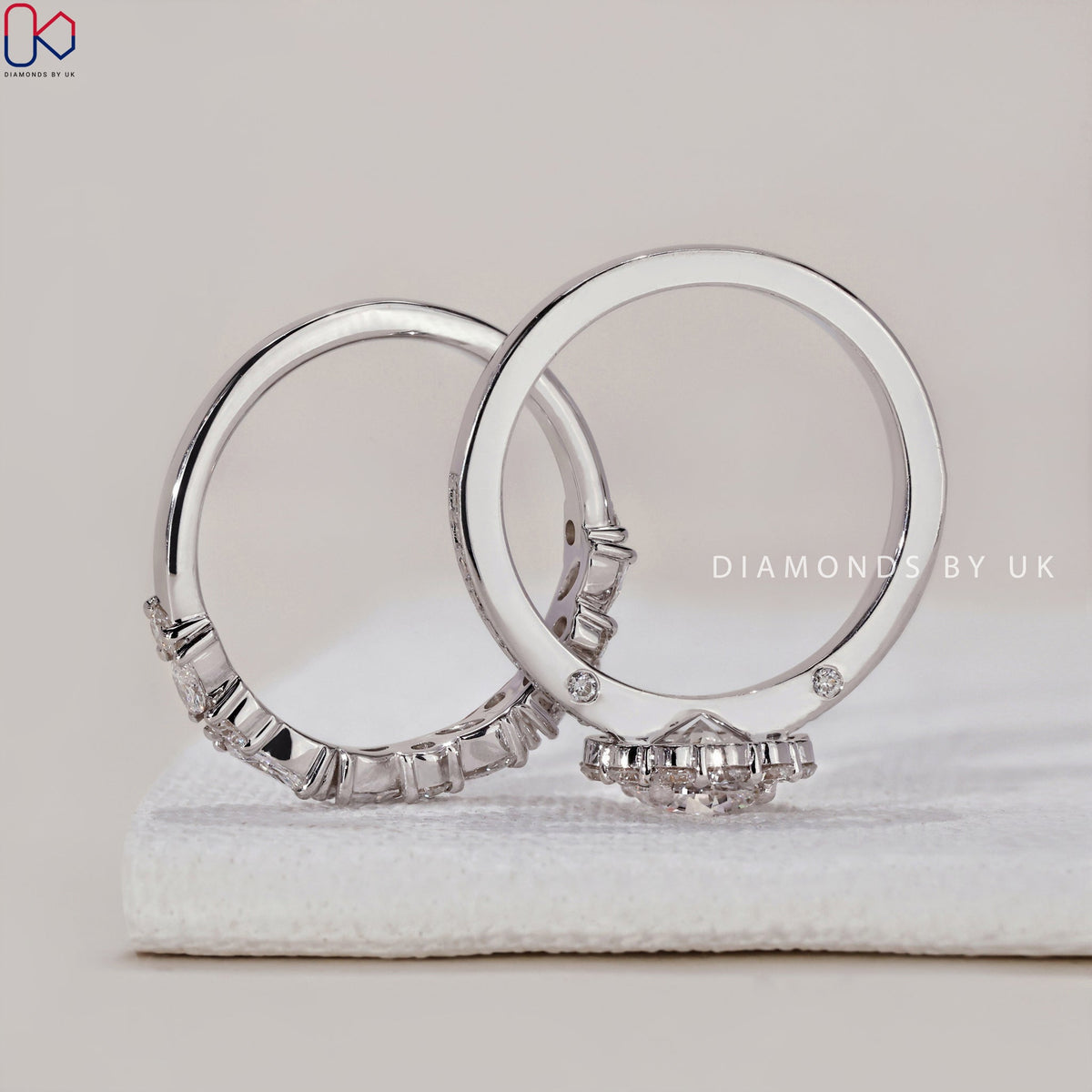 White Gold Engagement Ring With Wedding Band