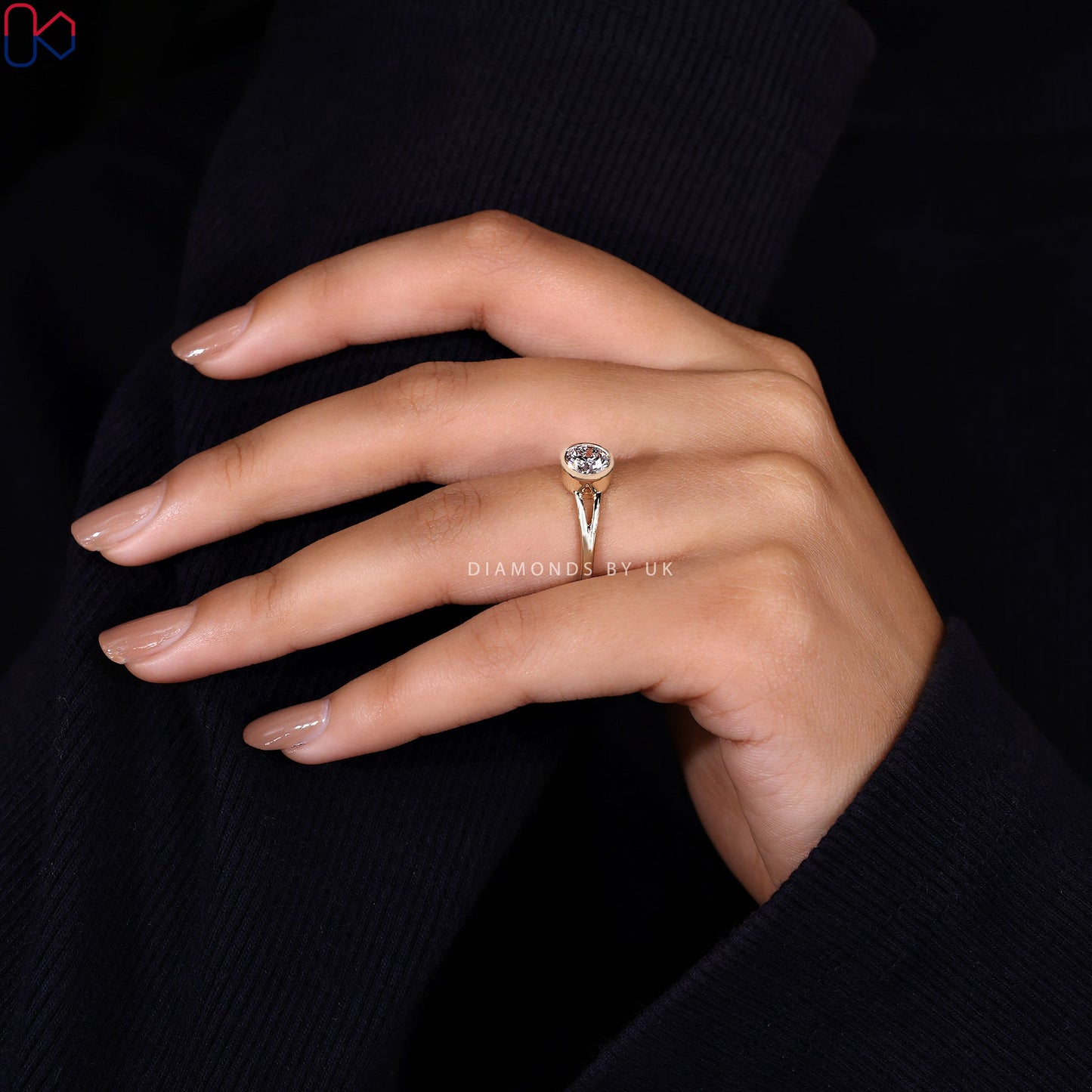 Round Diamond Bezel Set Engagement Ring