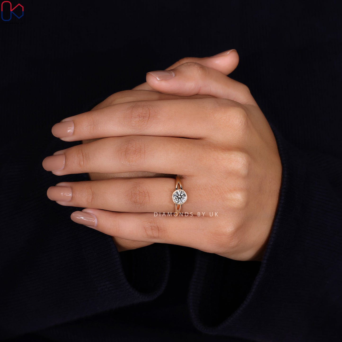 Round Diamond Bezel Set Engagement Ring
