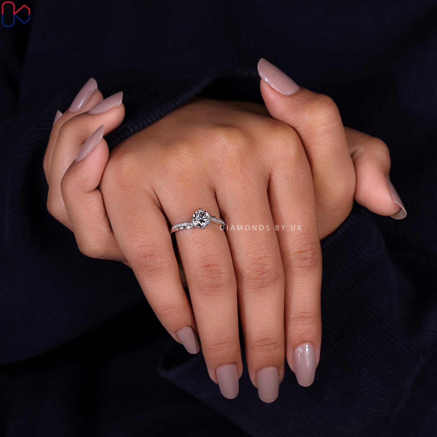 Bypass Ring - Round Cut Diamond