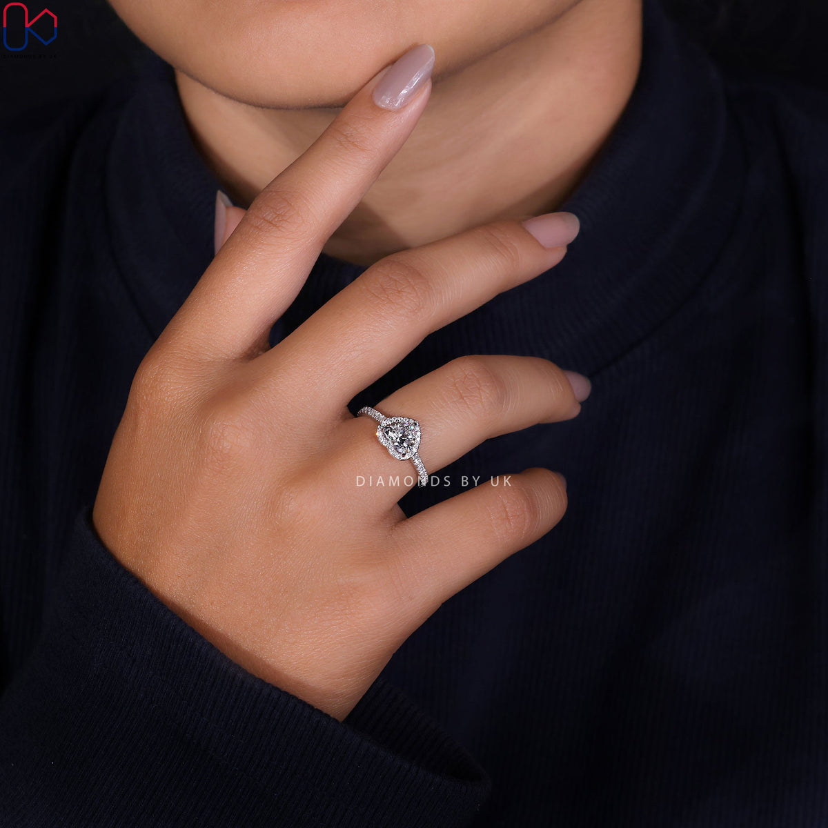 Heart Cut Diamond Ring – Pave Setting