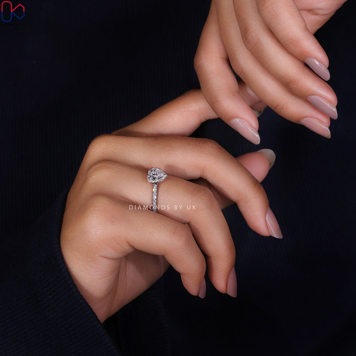 Heart Cut Diamond Ring – Pave Setting