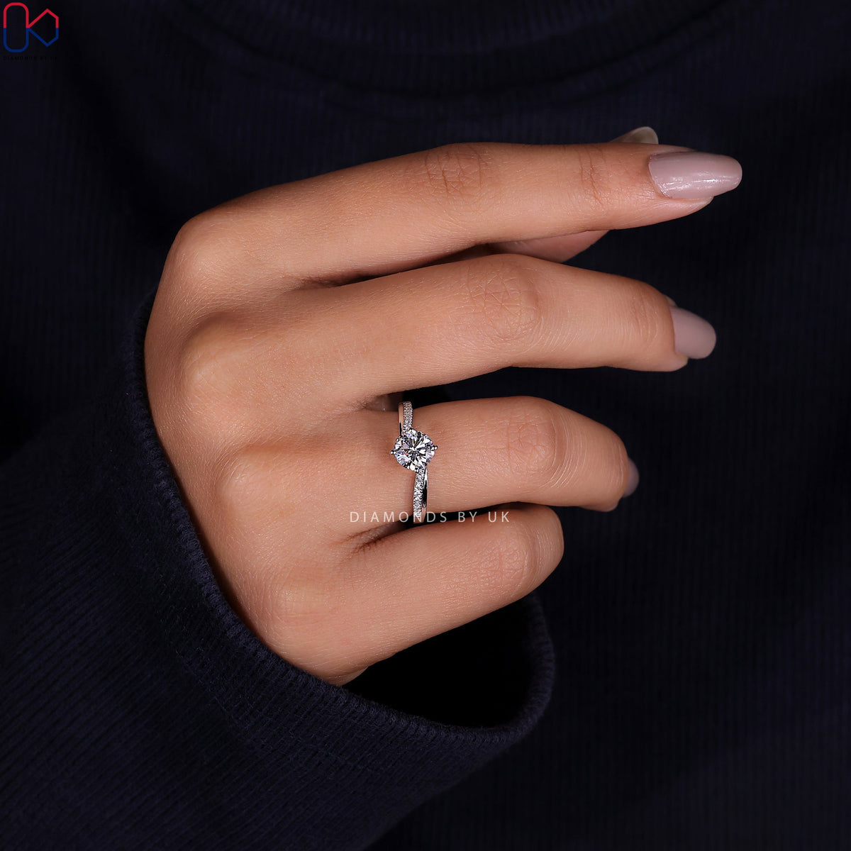 Bypass Ring - Round Cut Diamond
