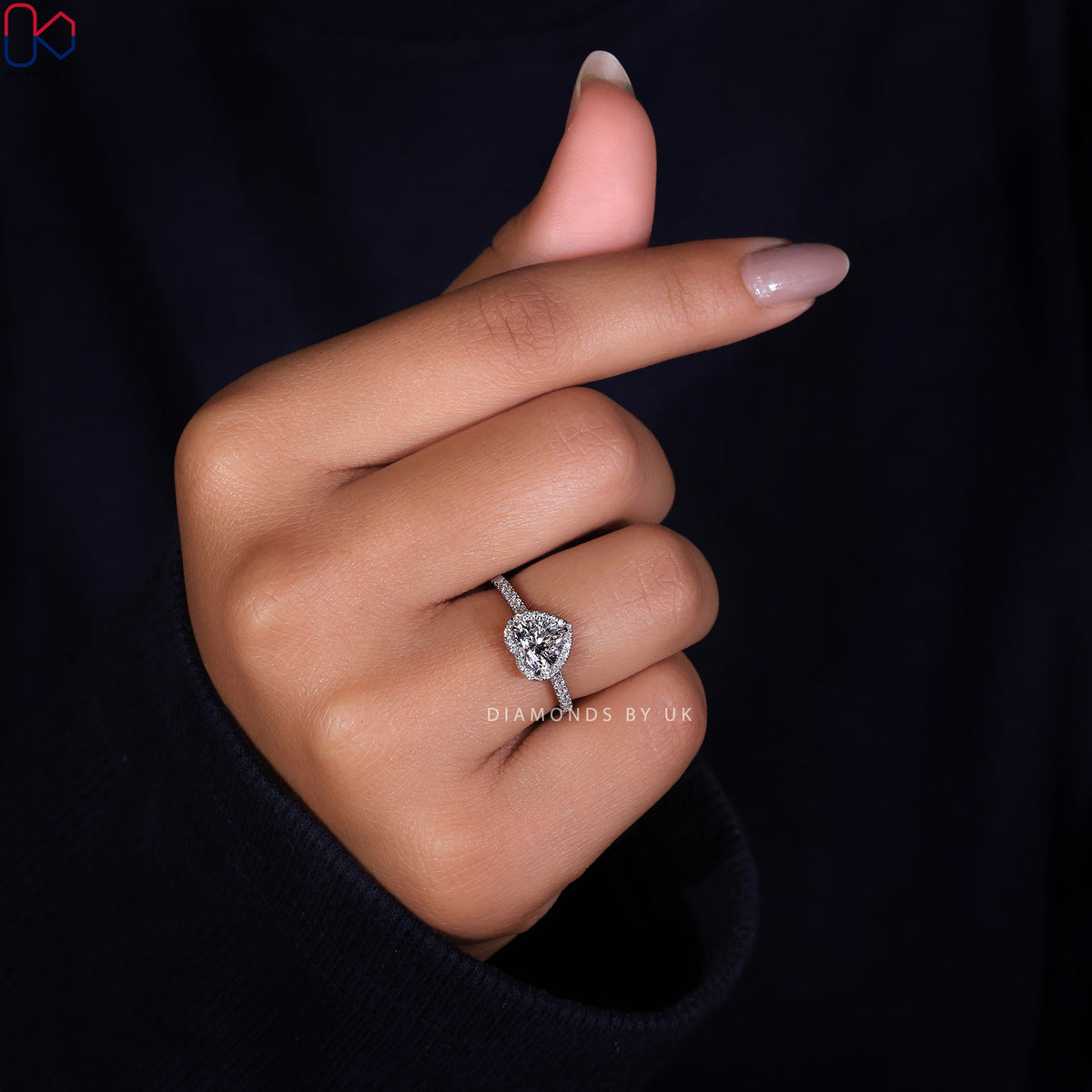 Heart Cut Diamond Ring – Pave Setting