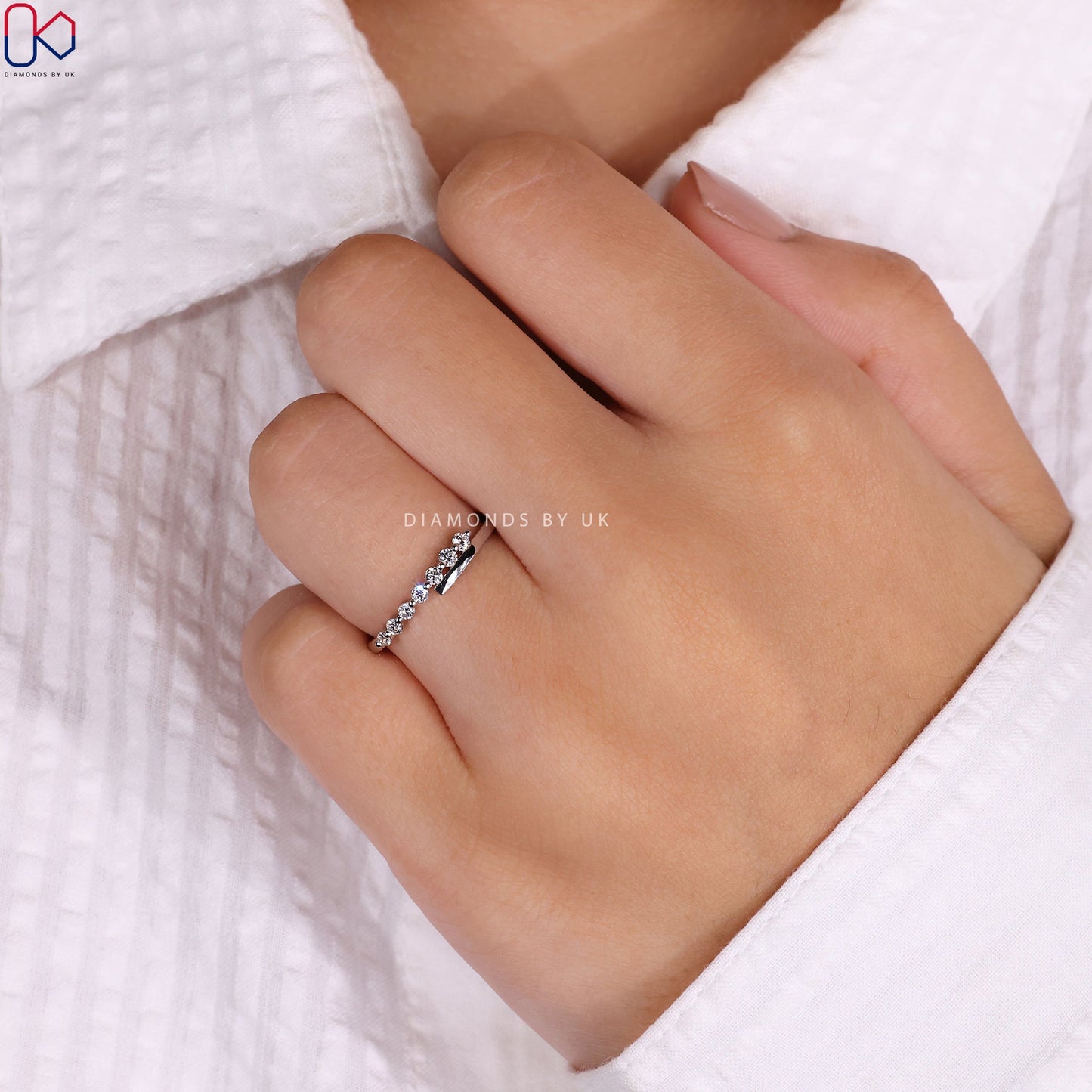Bypass Wedding Band - Round Diamonds
