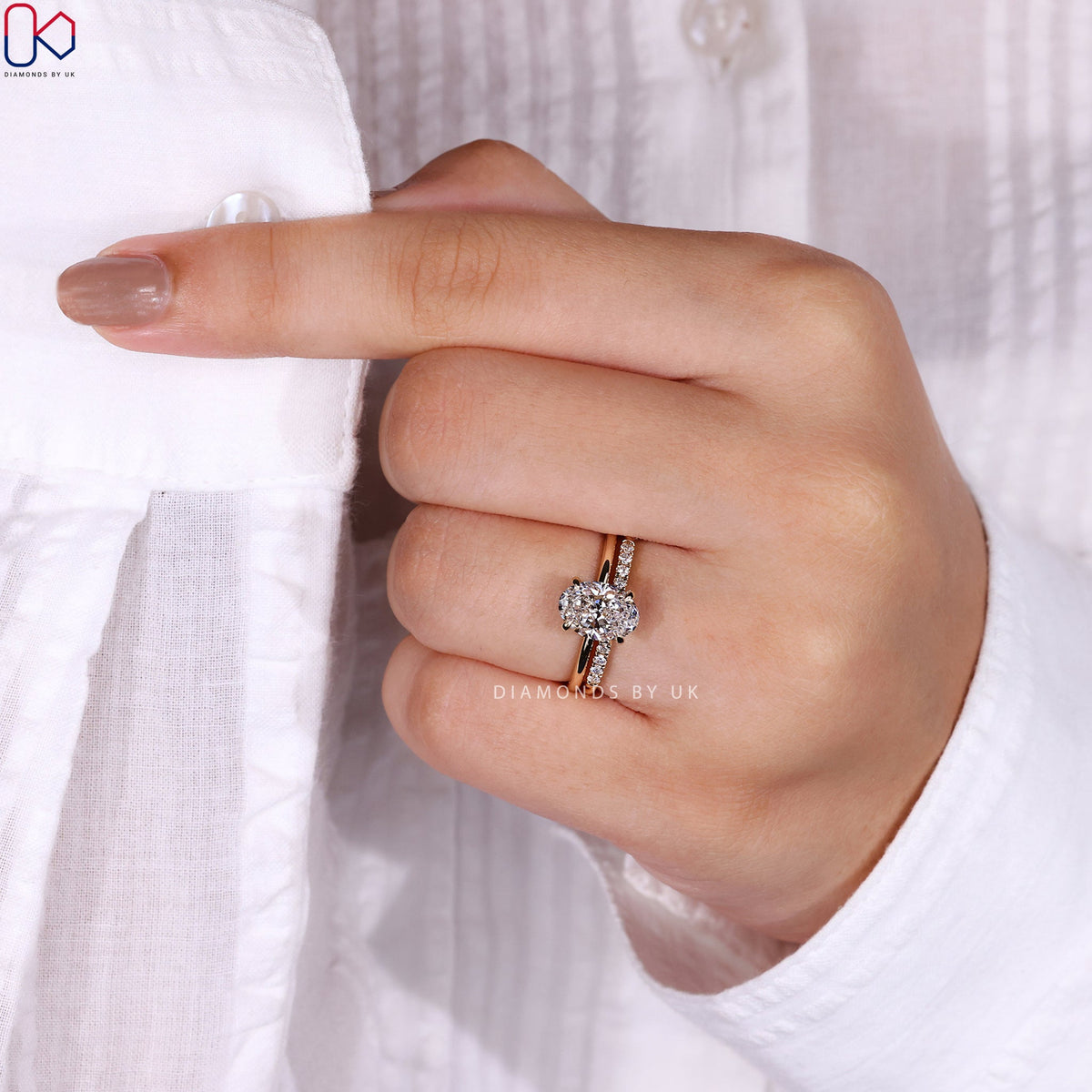 Oval Engagement Ring With Wedding Band
