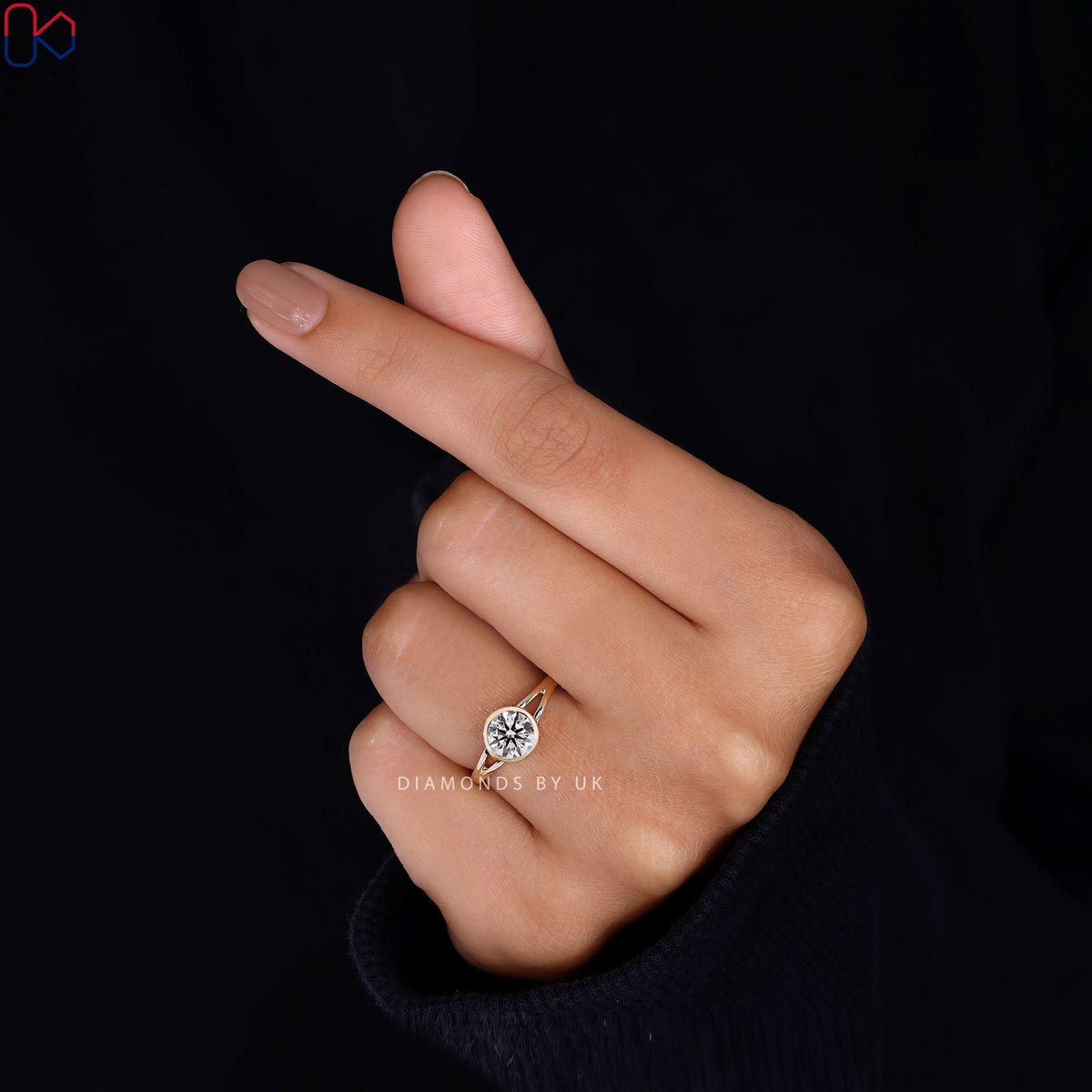 Round Diamond Bezel Set Engagement Ring