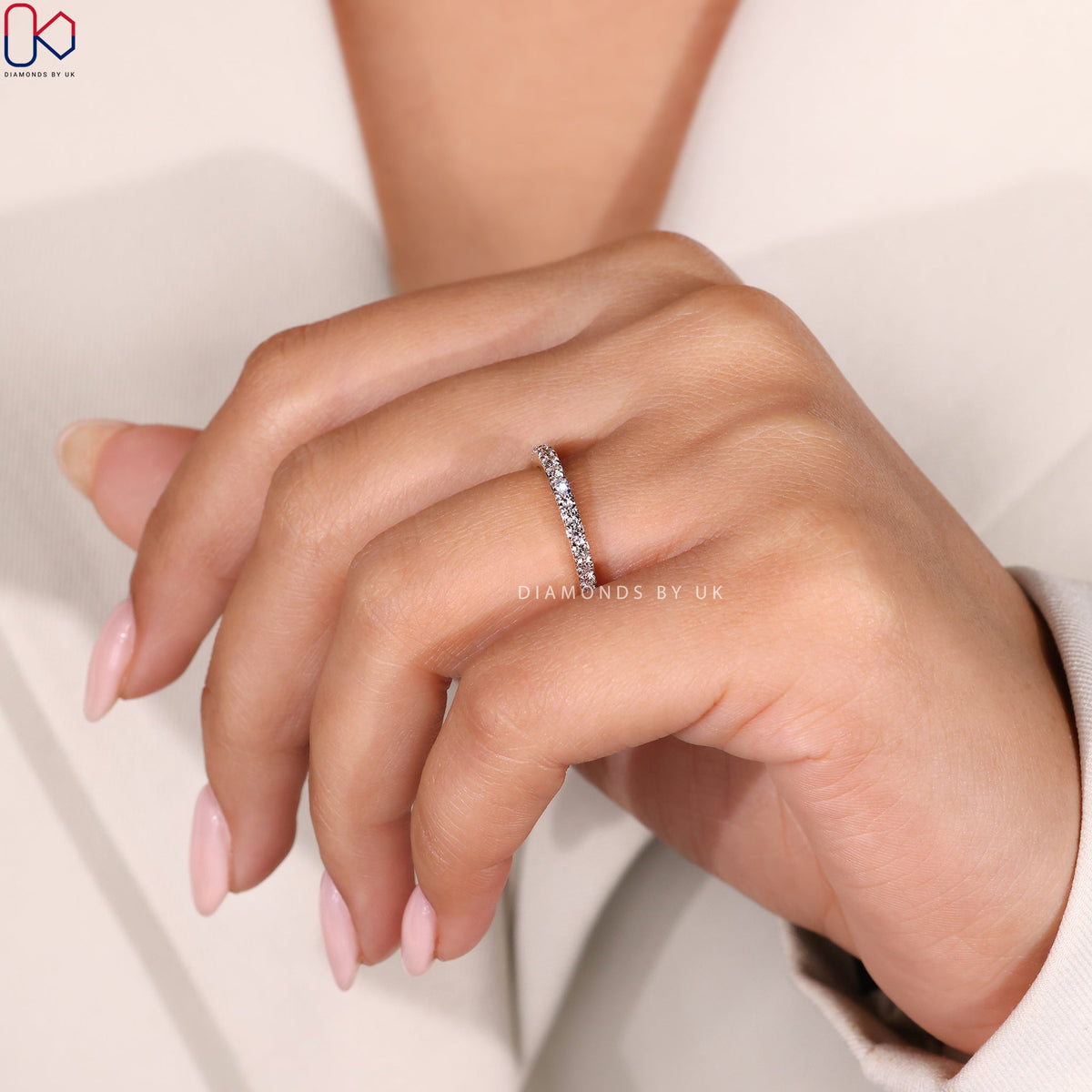 Round Diamond Two Tone Wedding Band