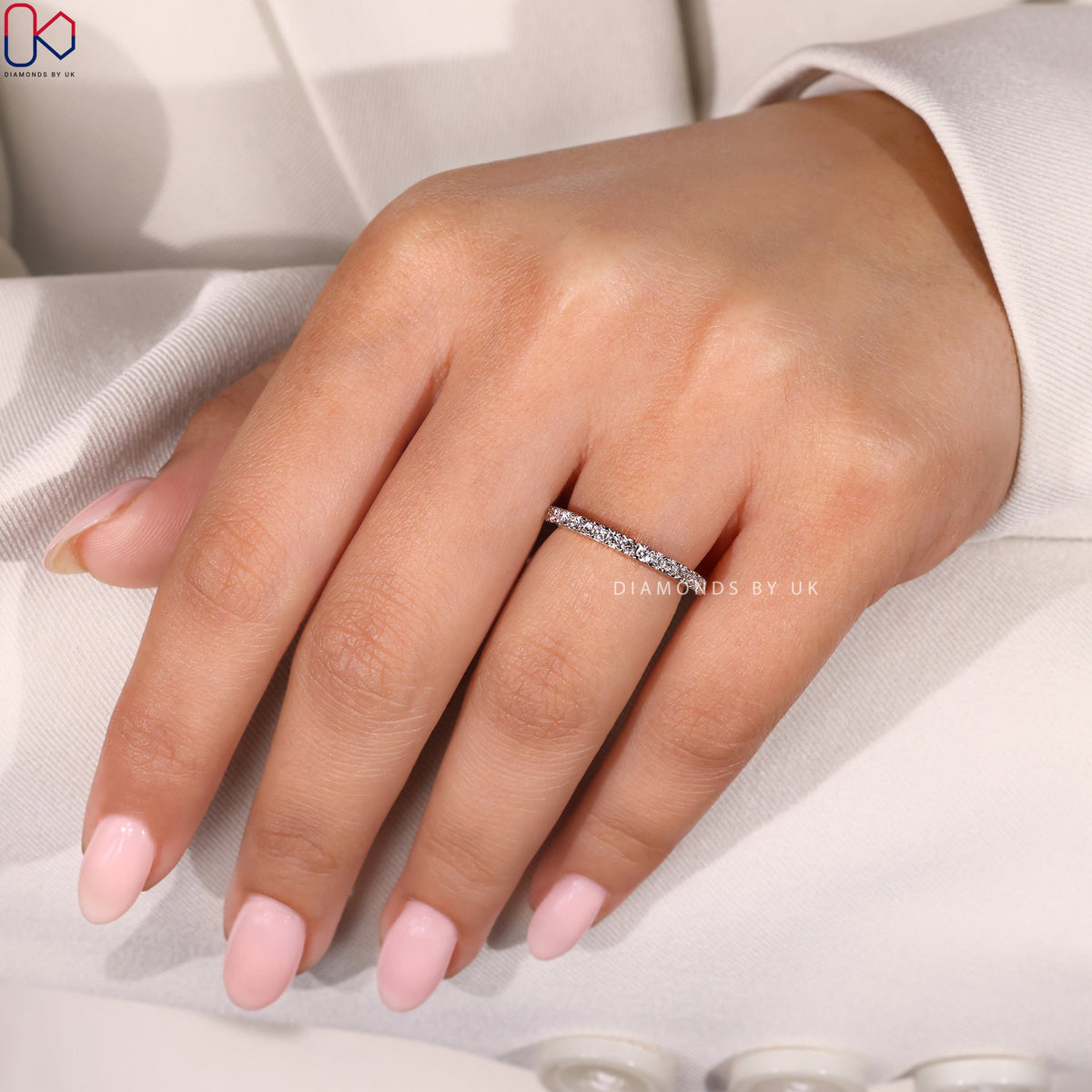 Round Diamond Two Tone Wedding Band