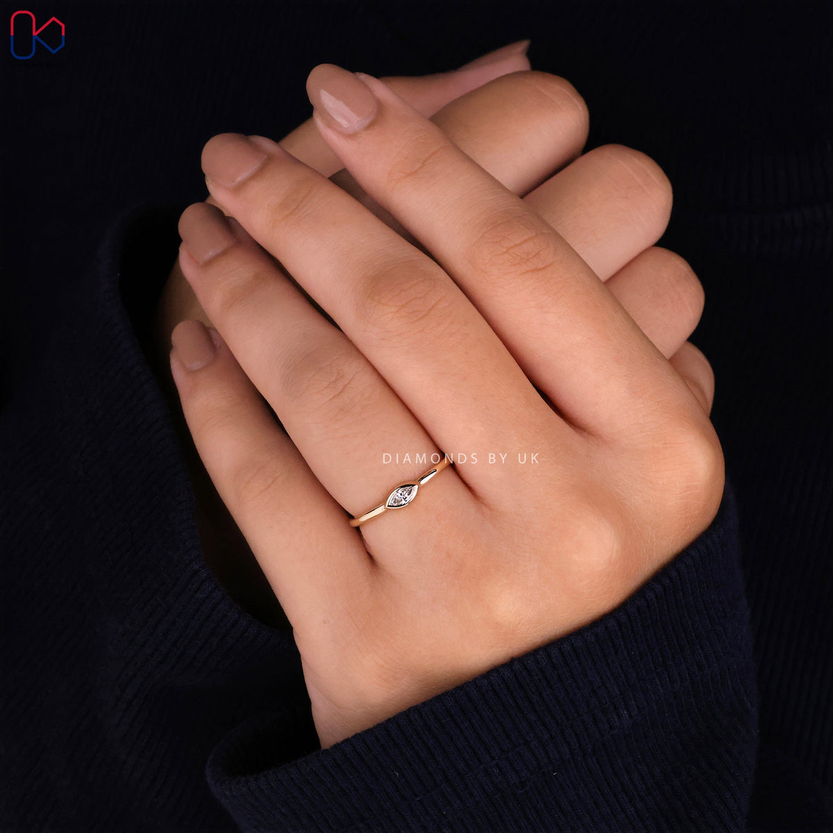Marquise Diamond Engagement Ring - Bezel Setting