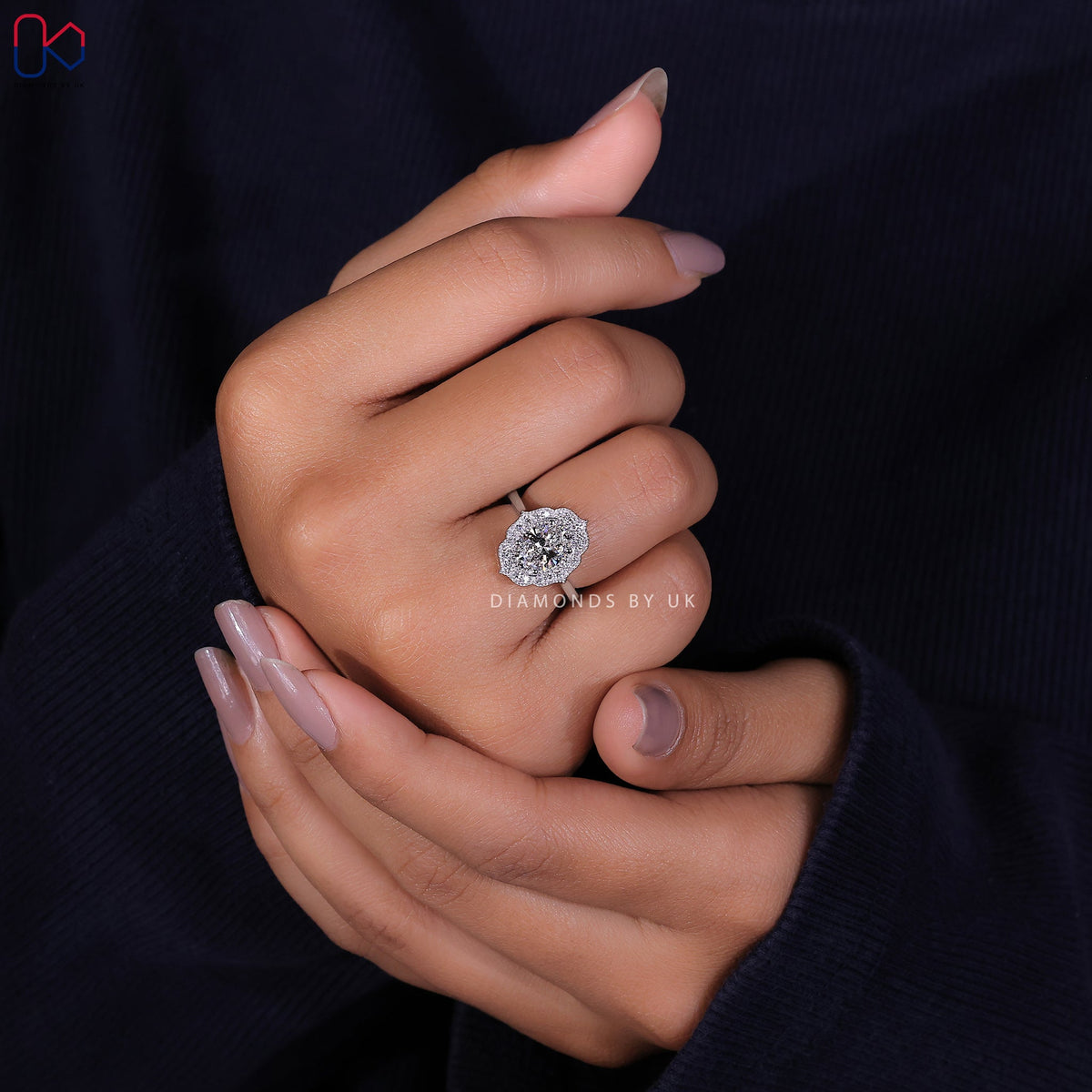 Oval Halo Engagement Ring – Cathedral Setting