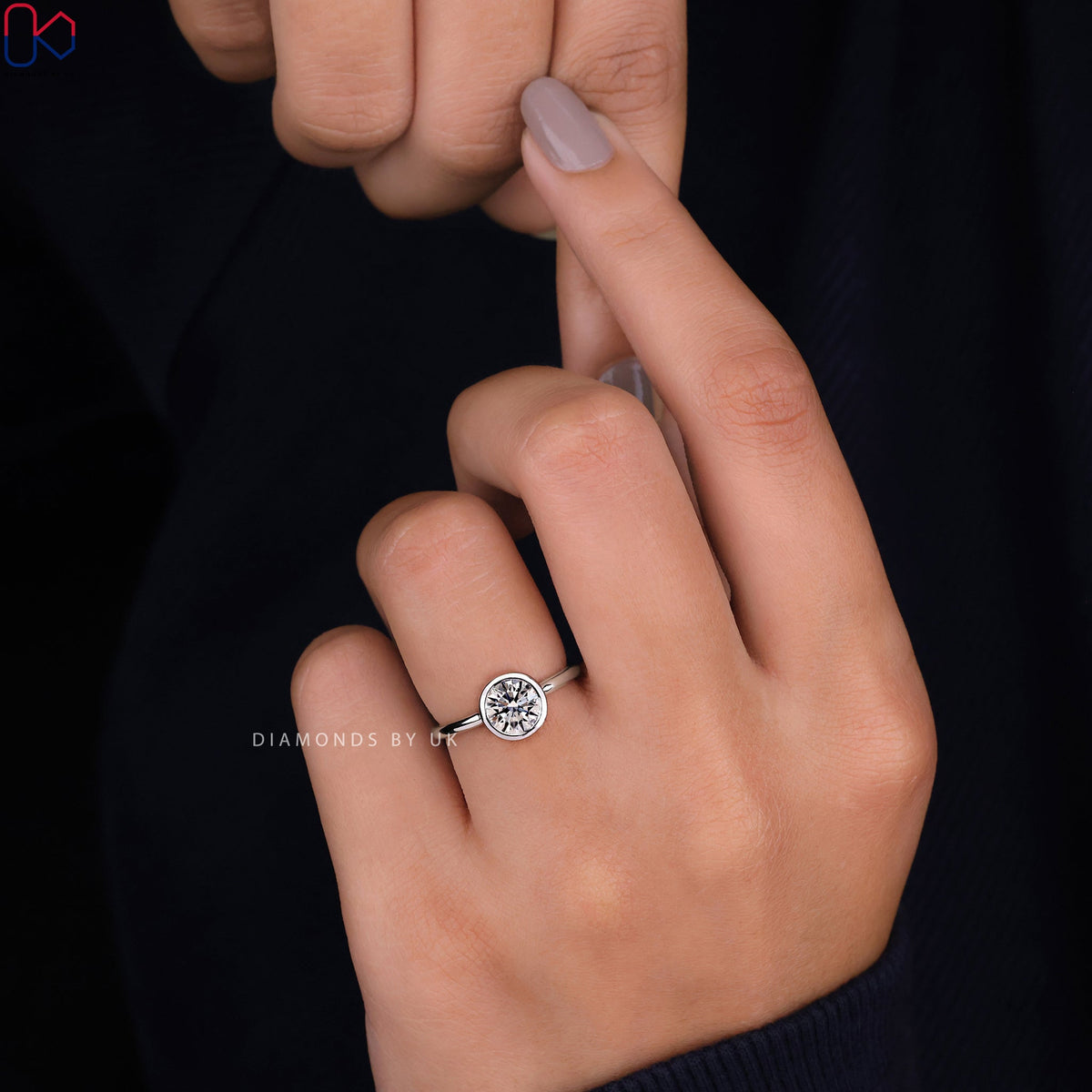 Bezel Set Diamond Ring - Round Diamond