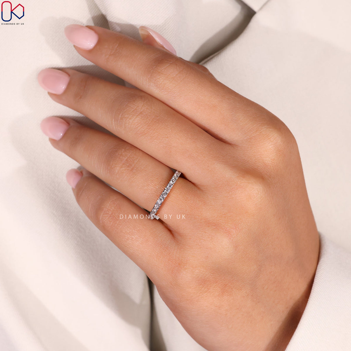 Round Diamond Two Tone Wedding Band