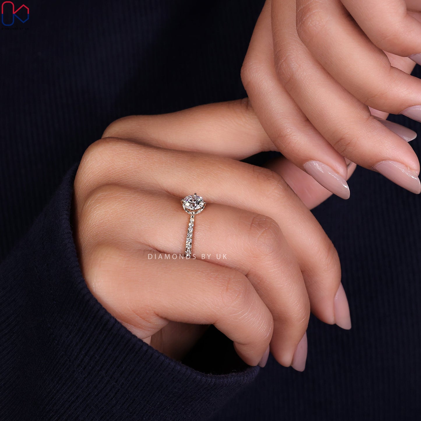 Hidden Halo Engagement Ring - Round Diamond