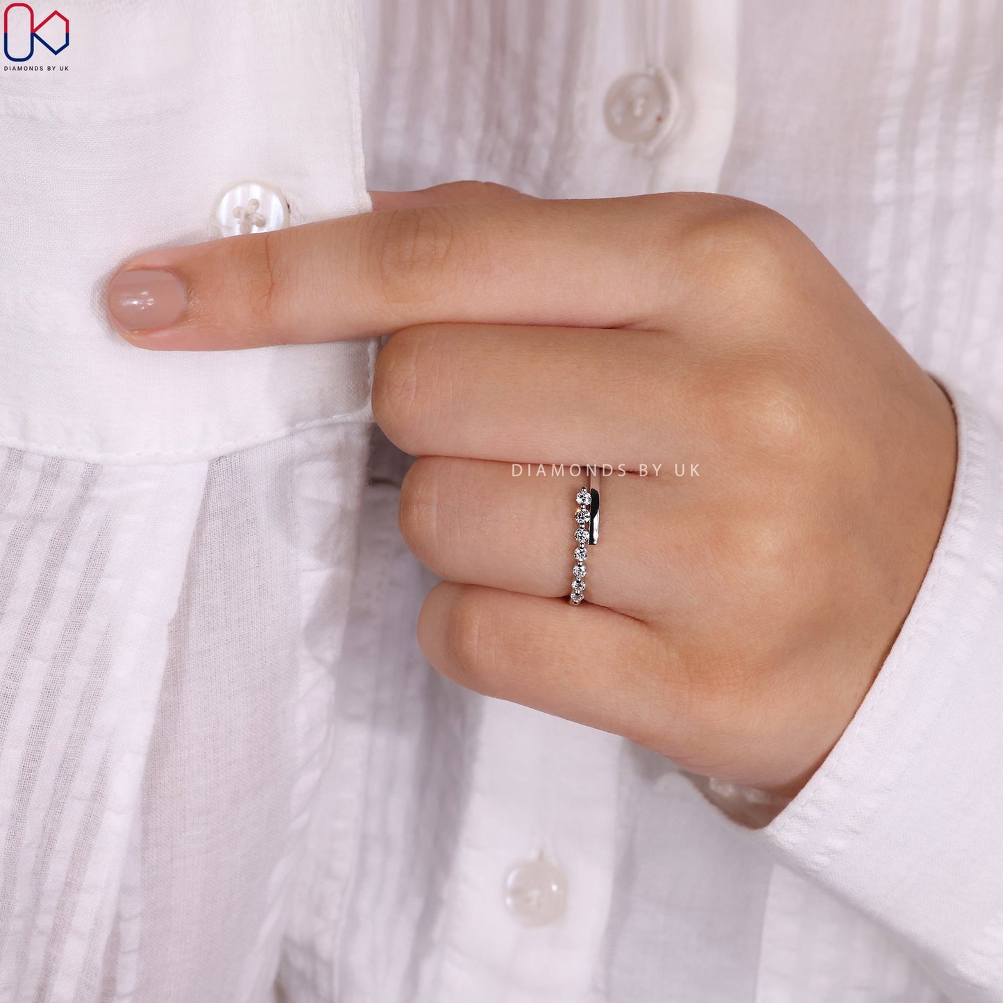 Bypass Wedding Band - Round Diamonds