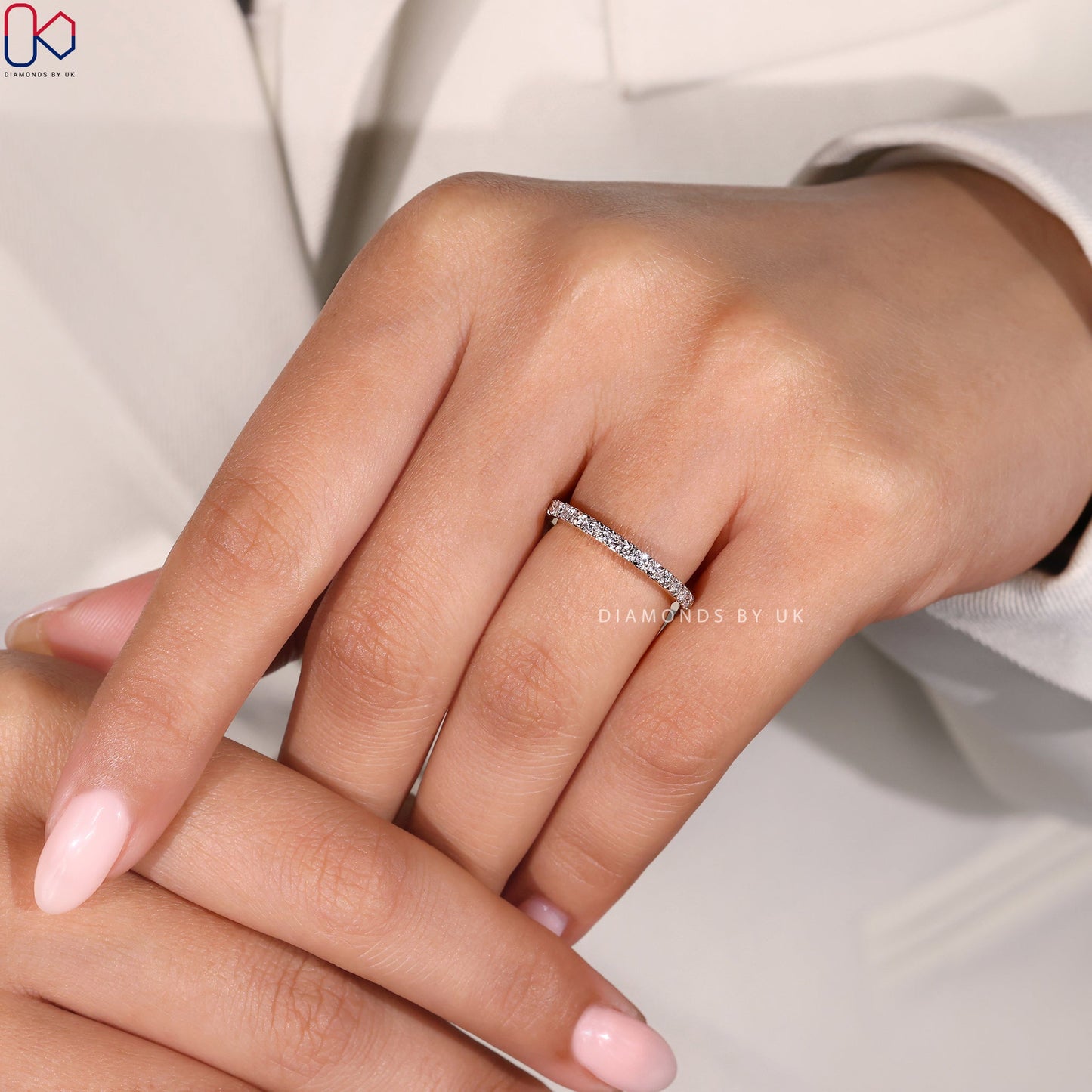 Round Diamond Two Tone Wedding Band