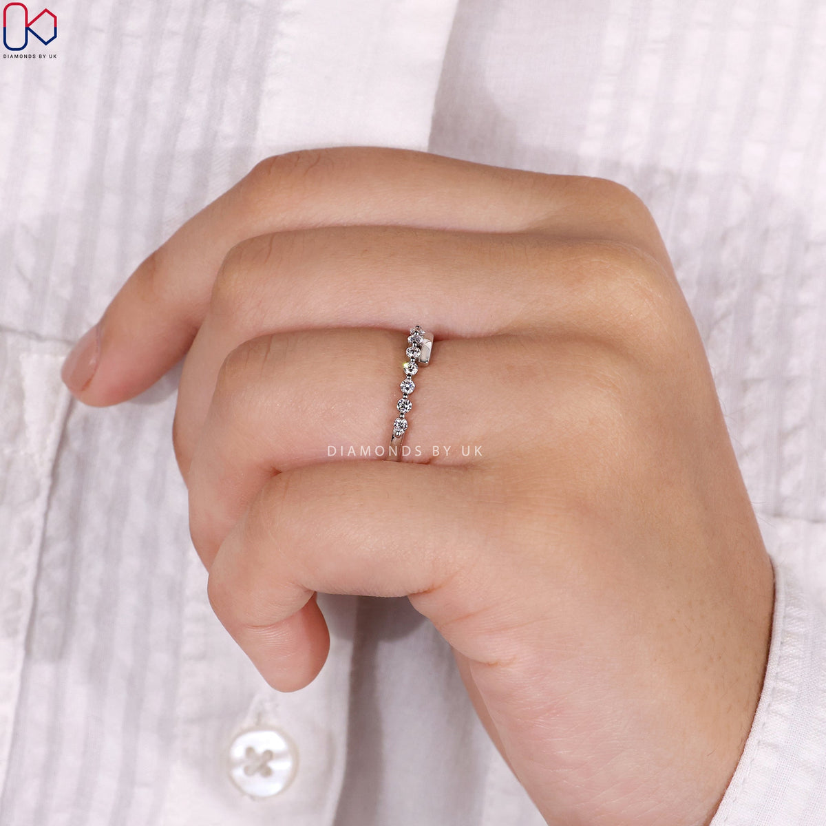Bypass Wedding Band - Round Diamonds