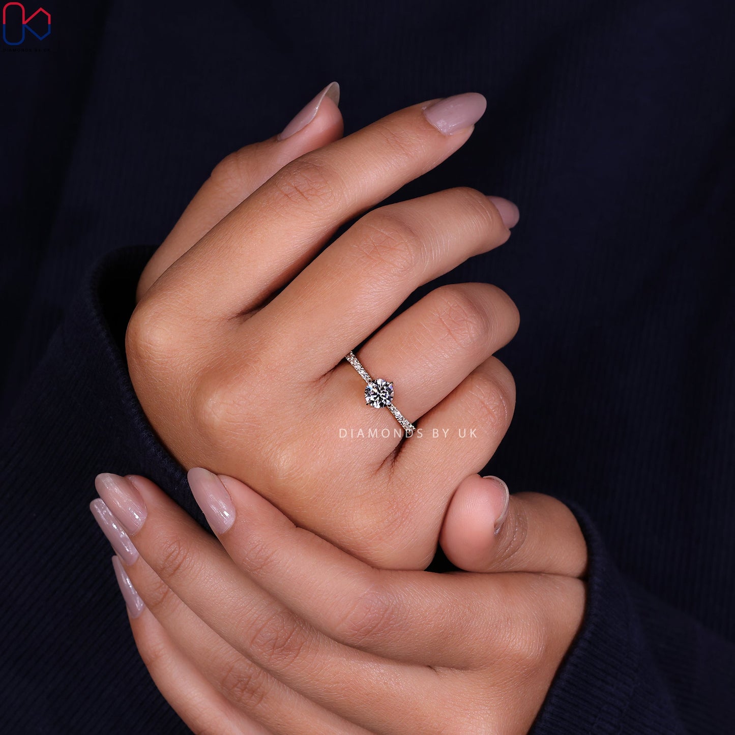Hidden Halo Engagement Ring - Round Diamond