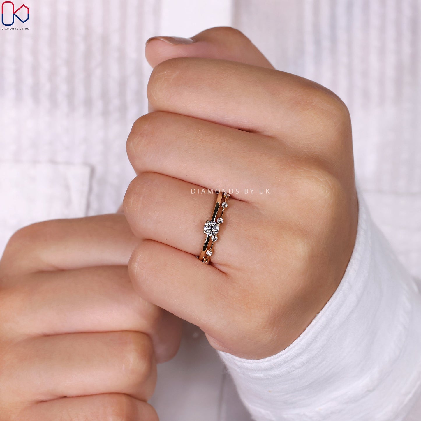 Round Cut Diamond Ring And Eternity Band