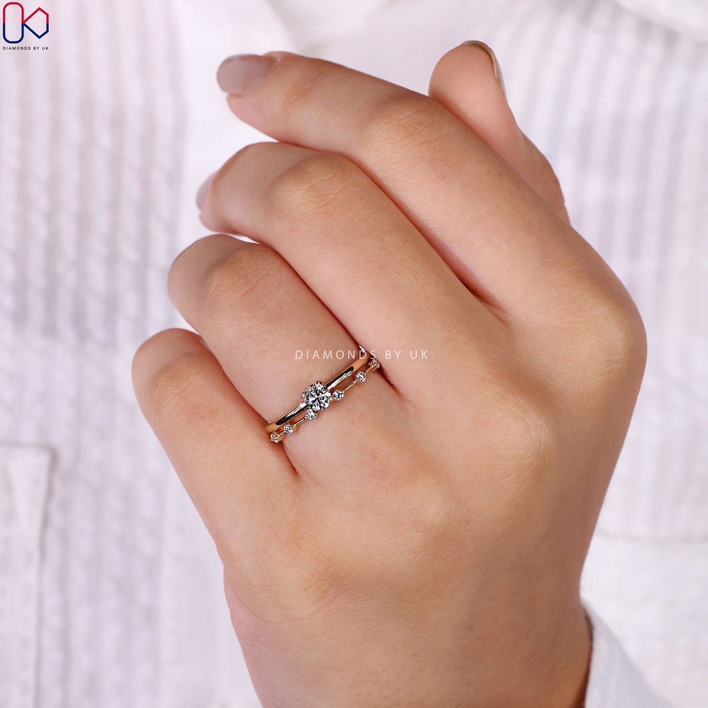 Round Cut Diamond Ring And Eternity Band