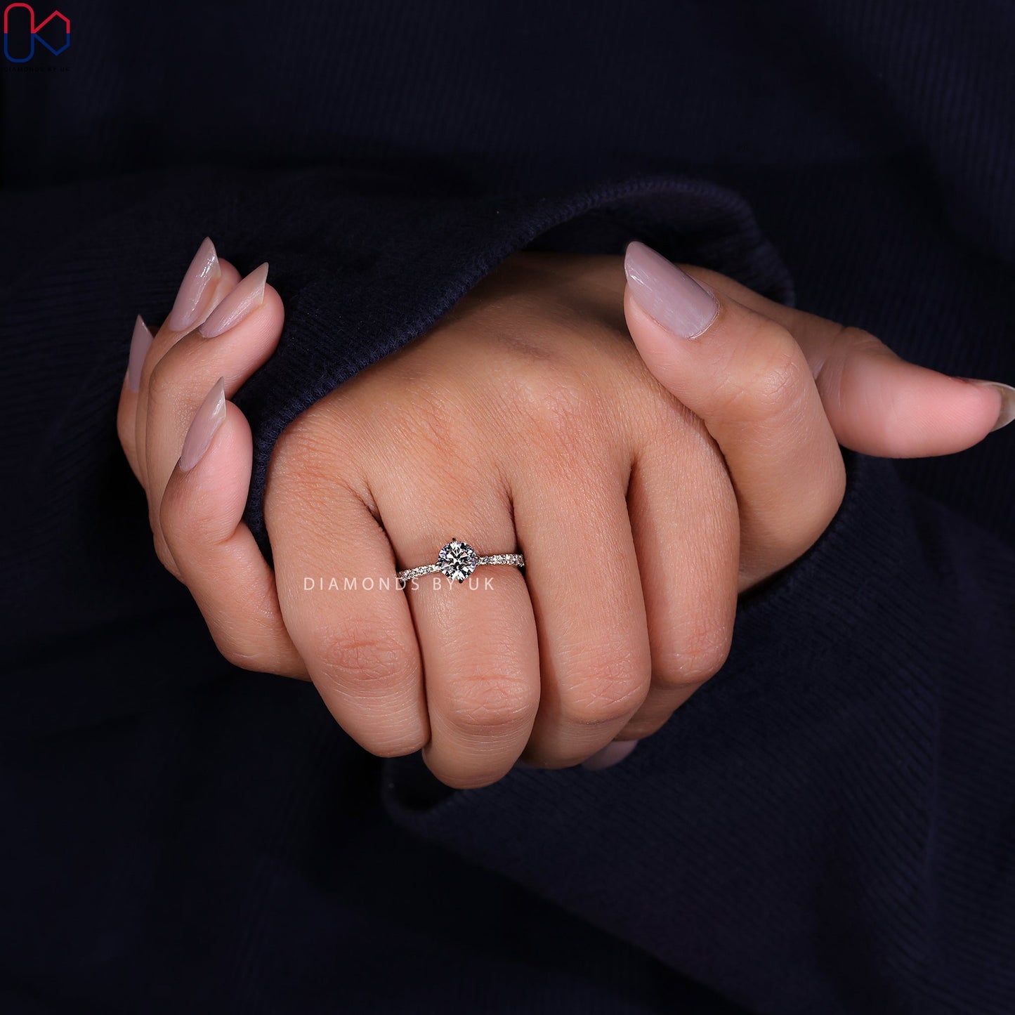 Hidden Halo Engagement Ring - Round Diamond