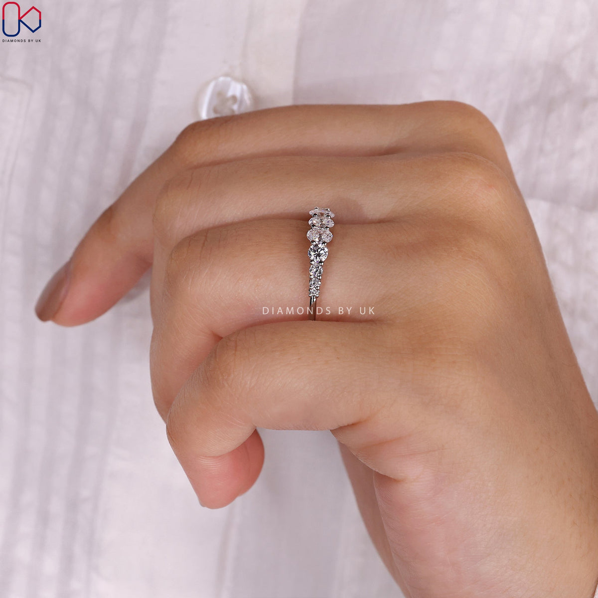 Oval Diamond Wedding Band – Half Eternity