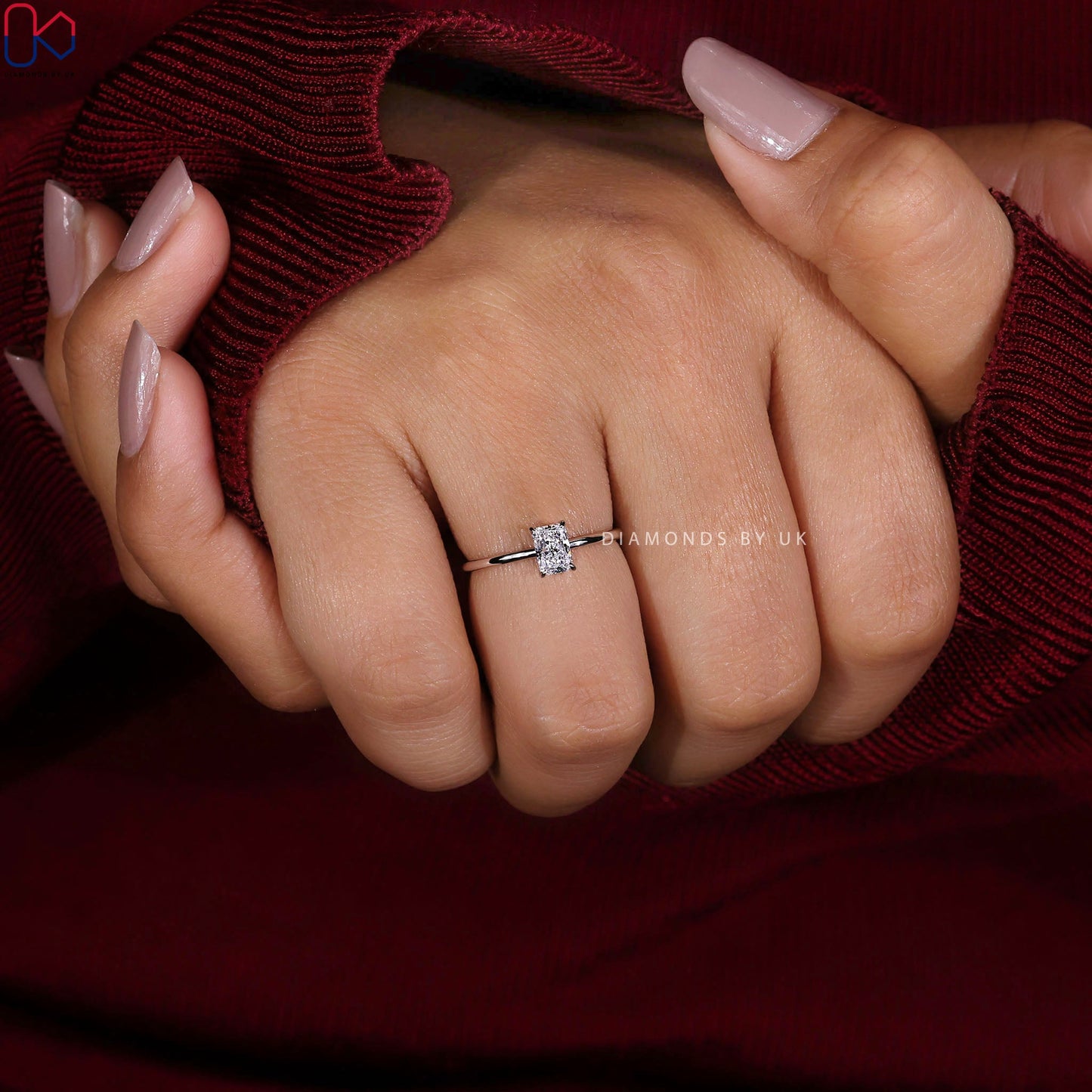 Radiant Cut Engagement Ring In Solitaire Style