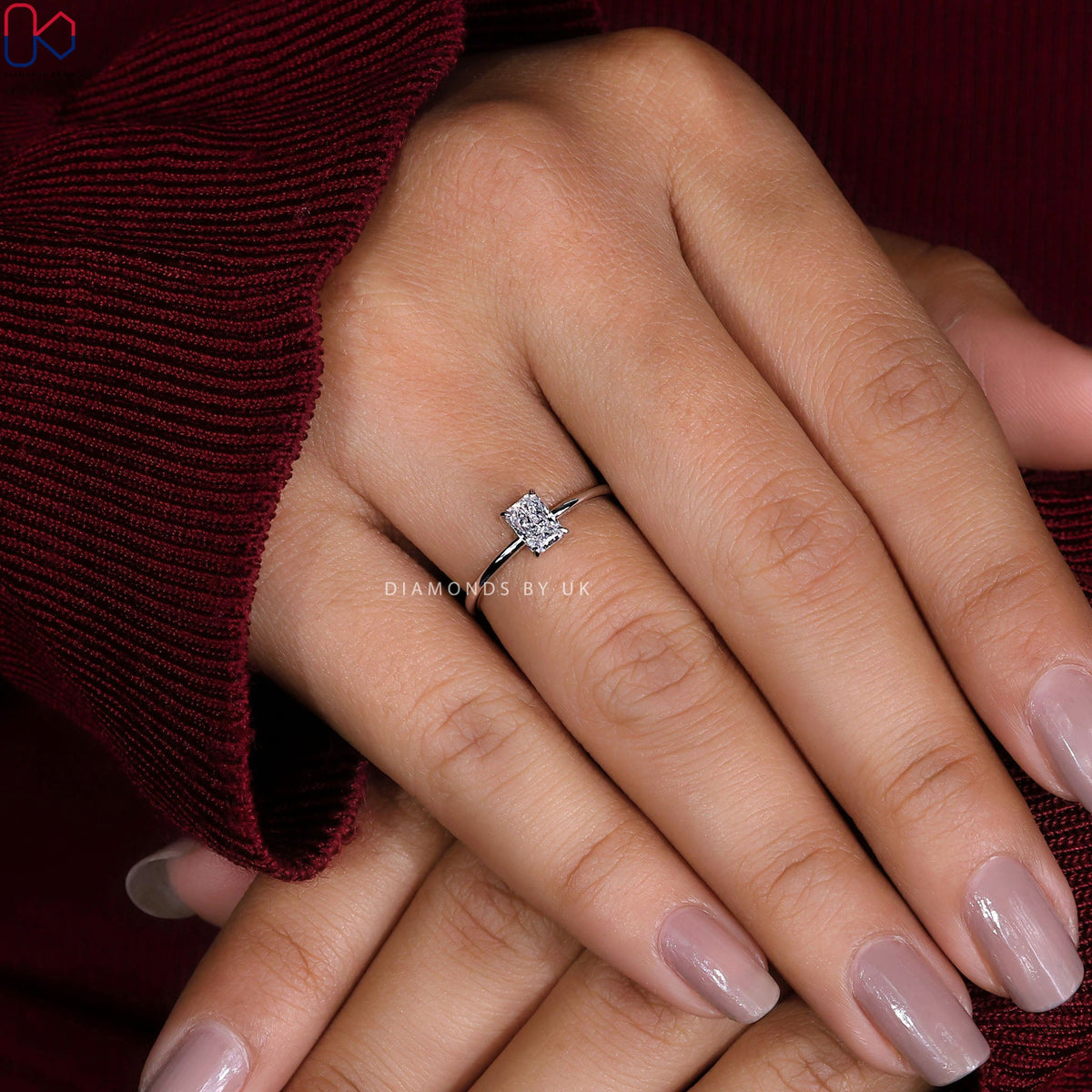 Radiant Cut Engagement Ring In Solitaire Style