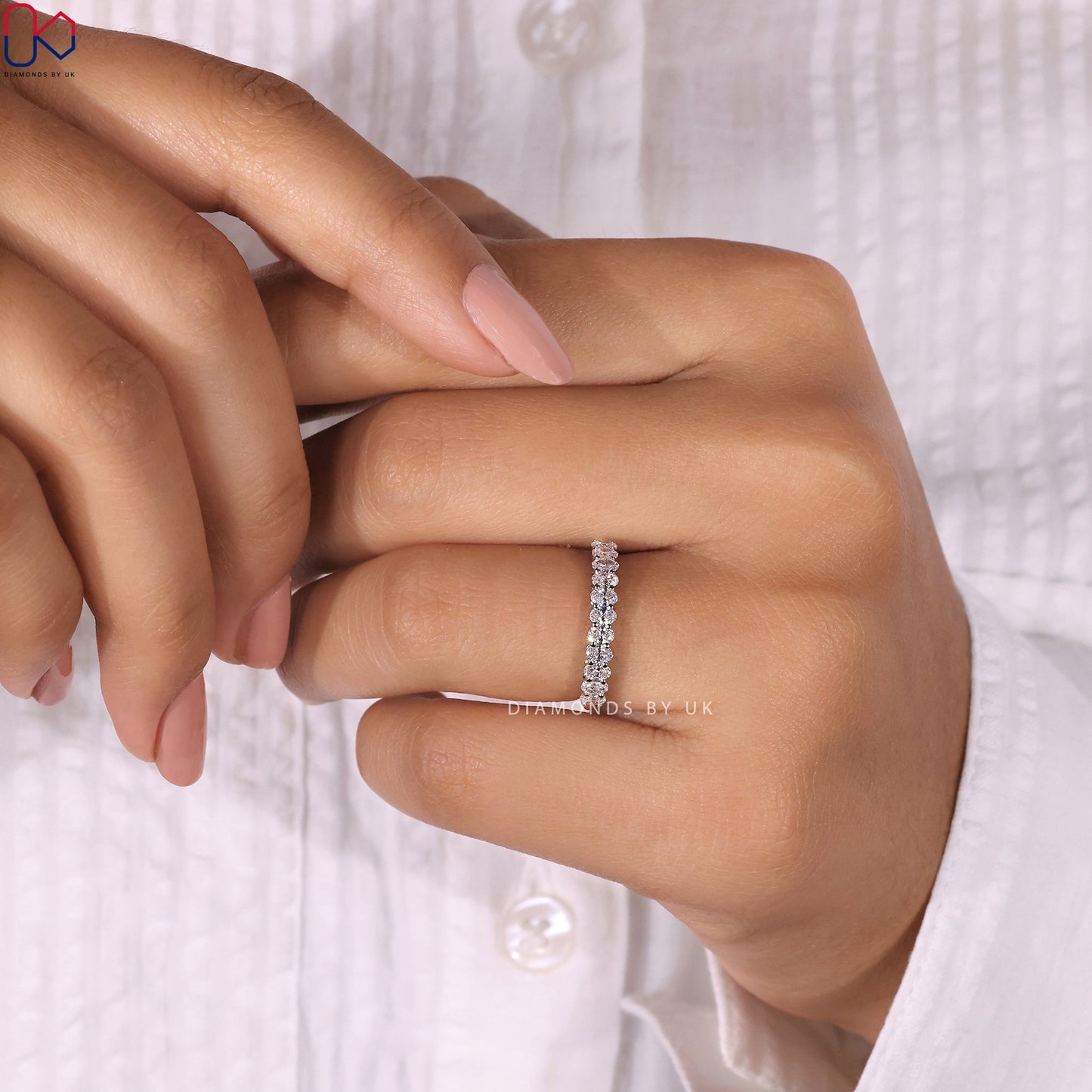 Oval Wedding Band - Half Eternity