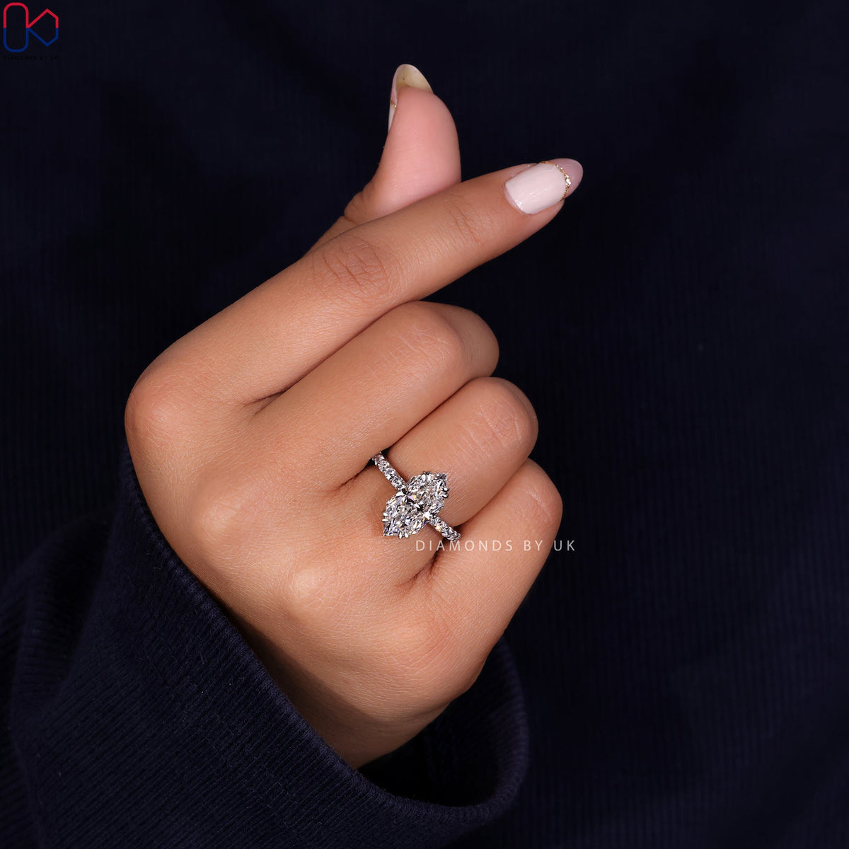 Dutch Marquise Engagement Ring - Hidden Halo