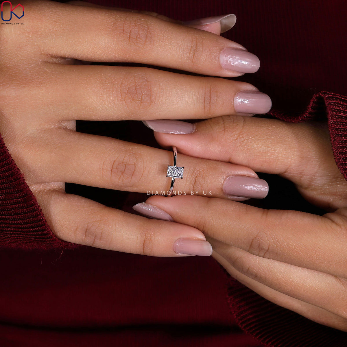 Radiant Cut Engagement Ring In Solitaire Style
