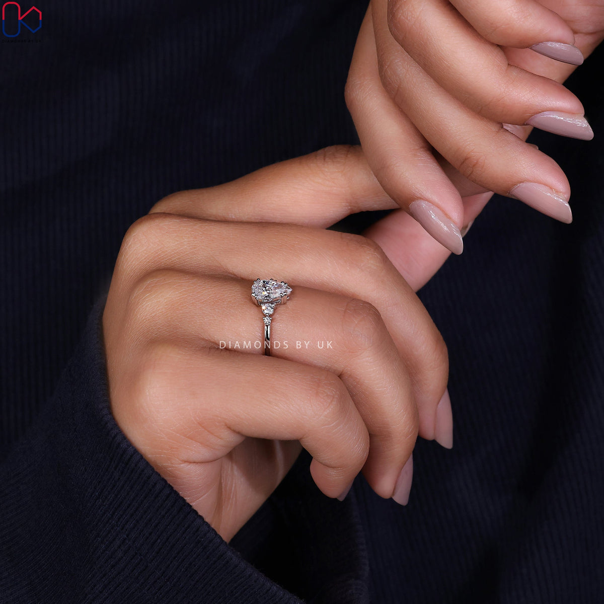 5 Stone Pear Diamond Ring