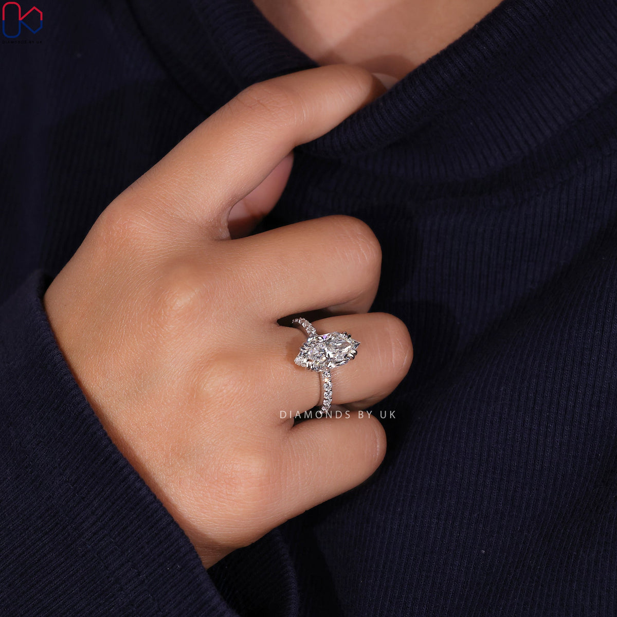 Dutch Marquise Engagement Ring - Hidden Halo