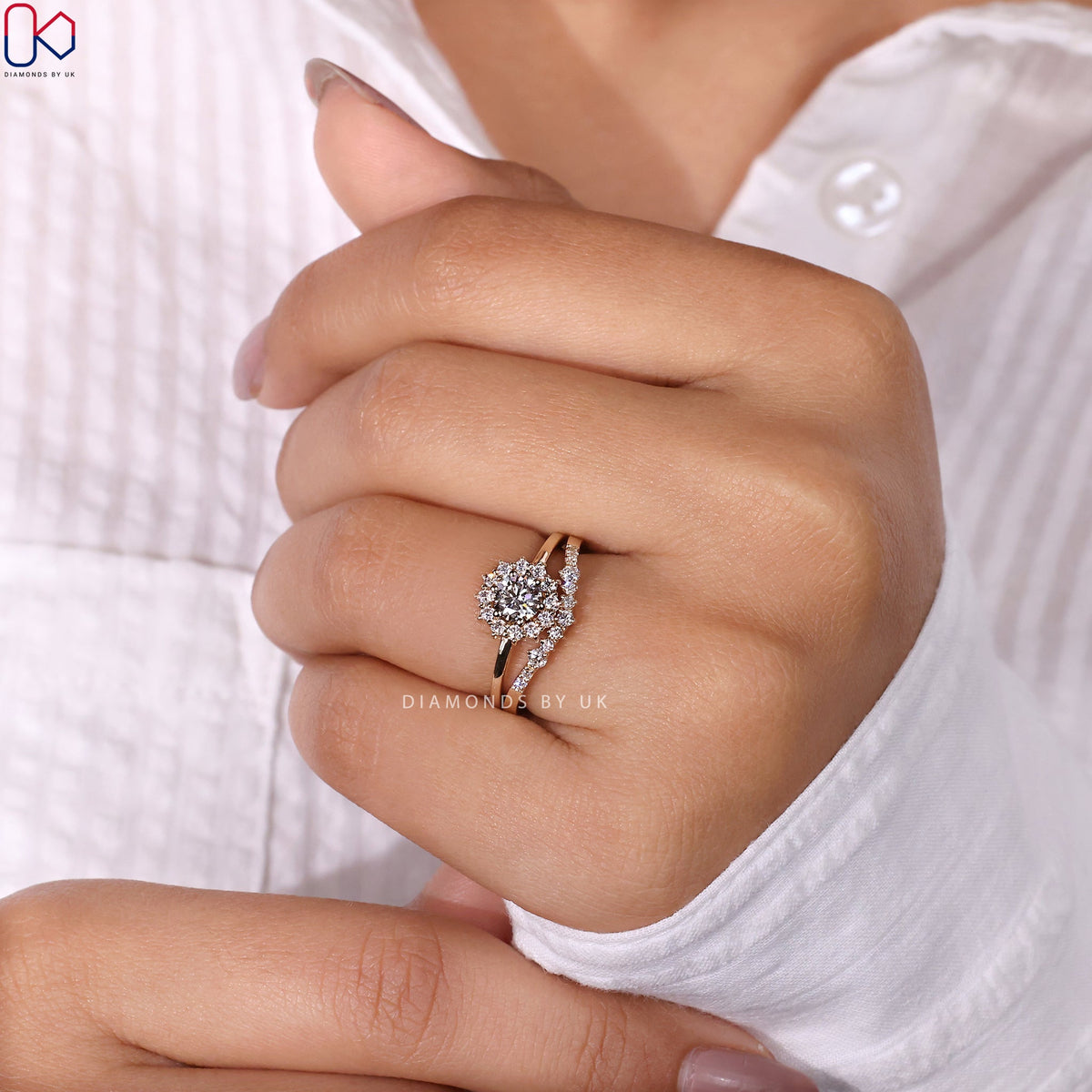 Round Engagement Ring And Wedding Band