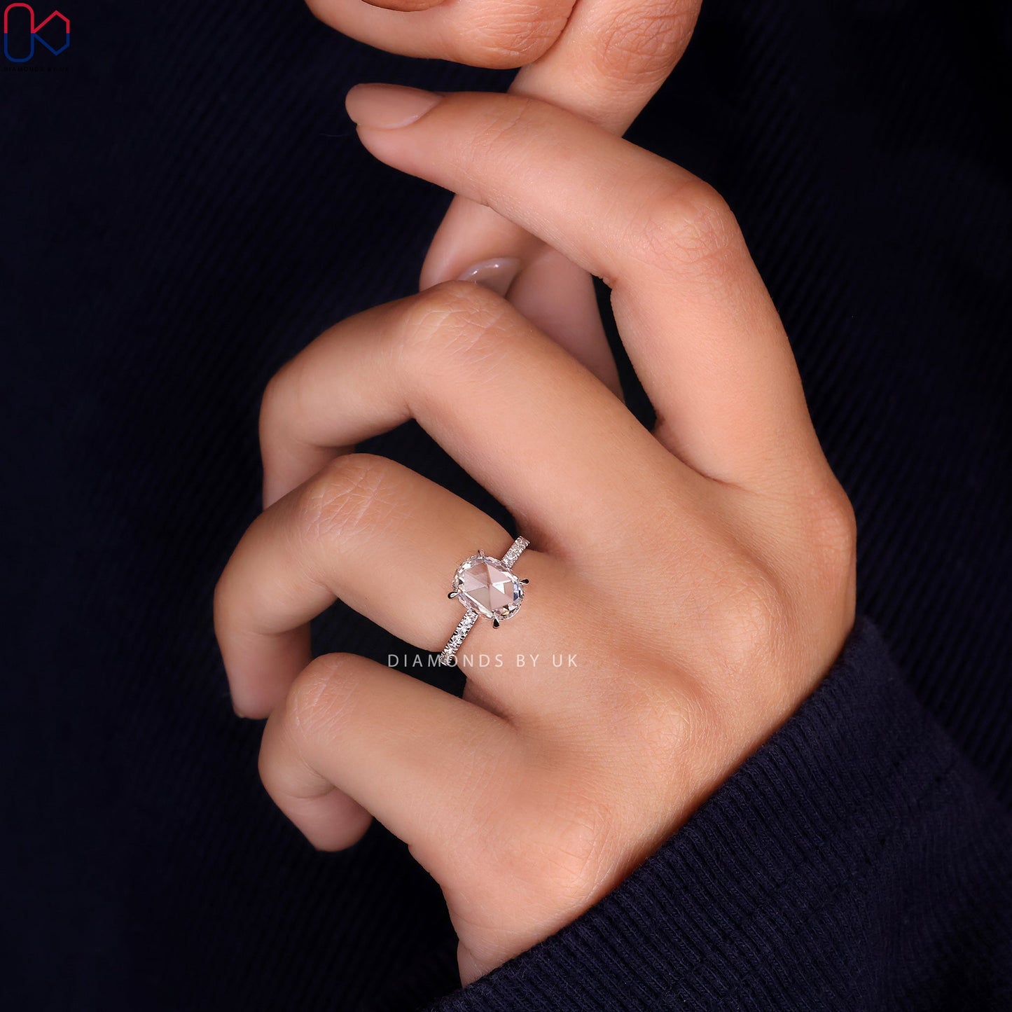 Rose Cut Diamond Ring - Pave Setting