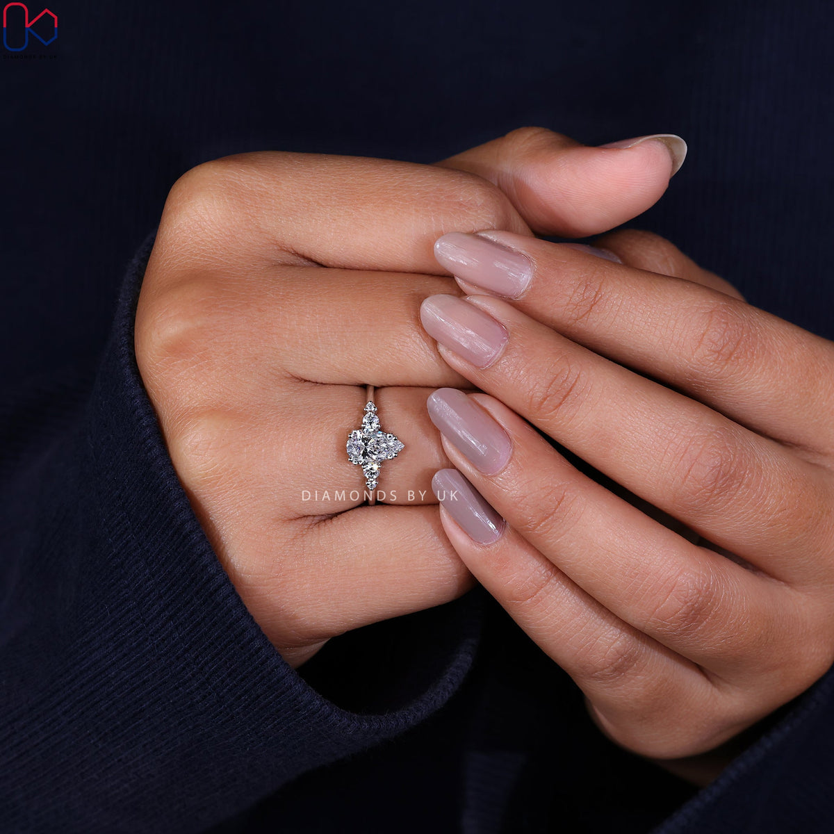 5 Stone Pear Diamond Ring