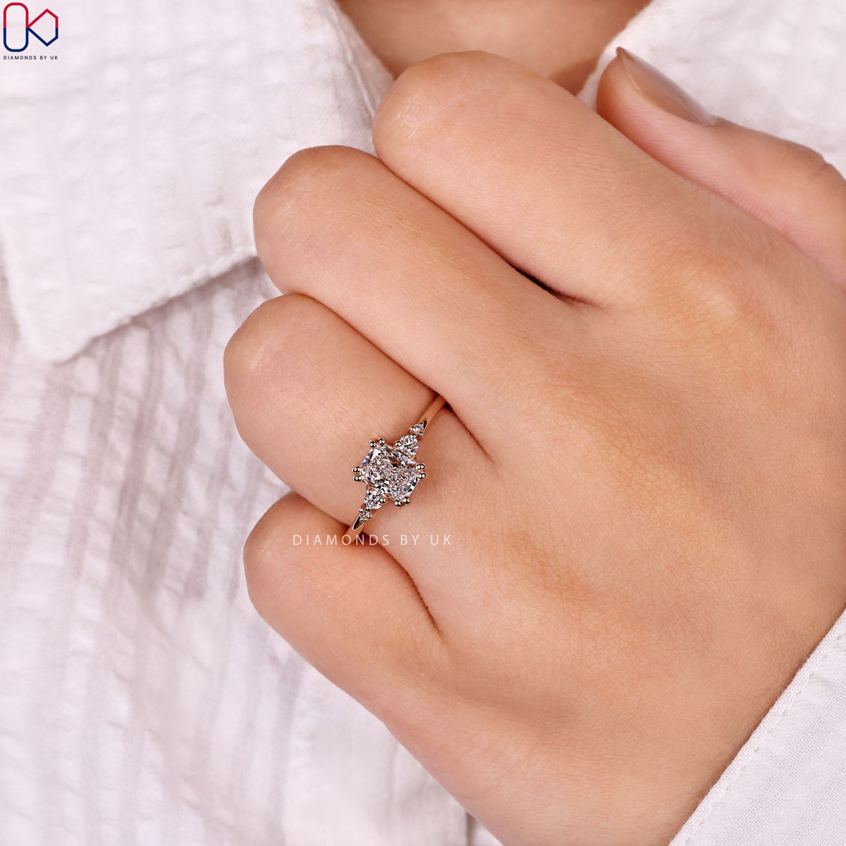 5 Stone Set Radiant Cut Diamond Engagement Ring