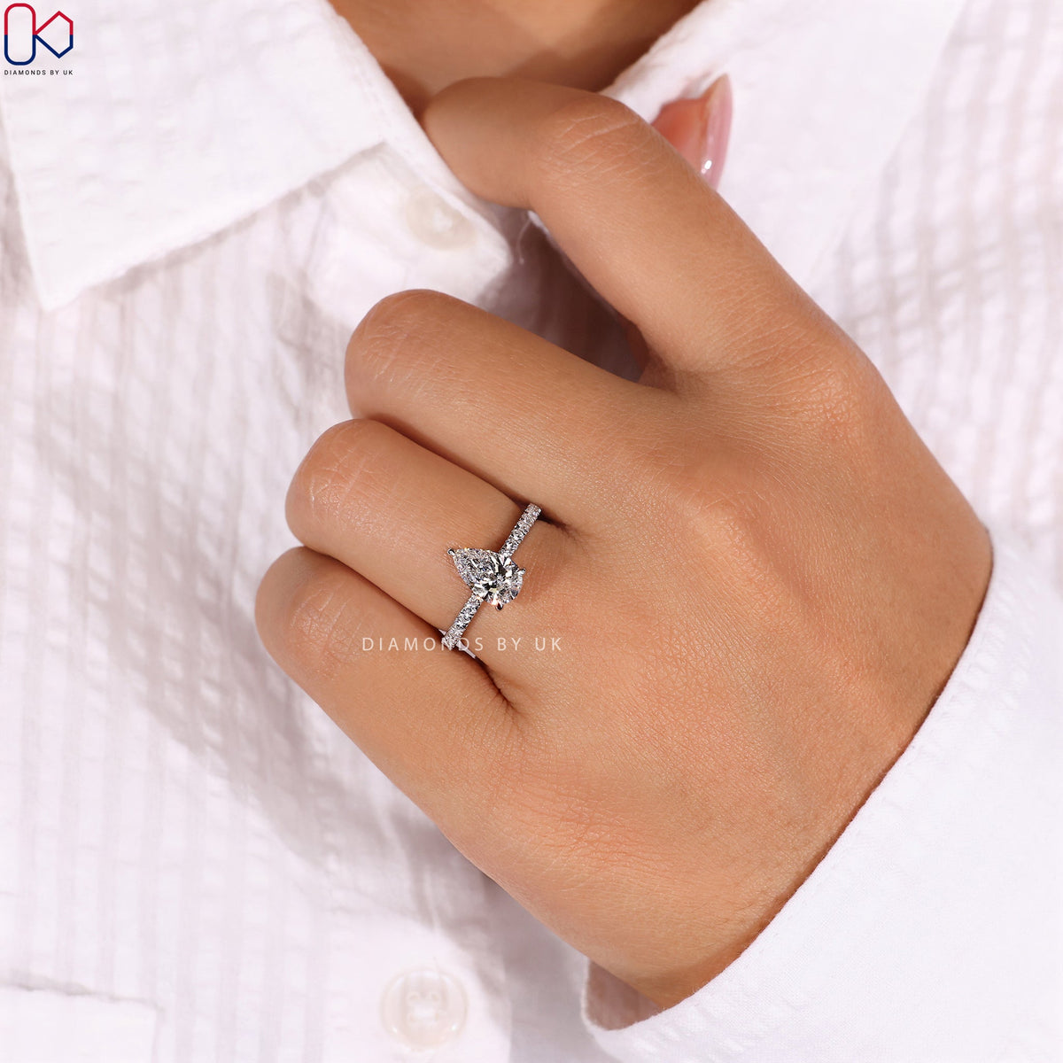 Pear Shaped Ring - Hidden Halo