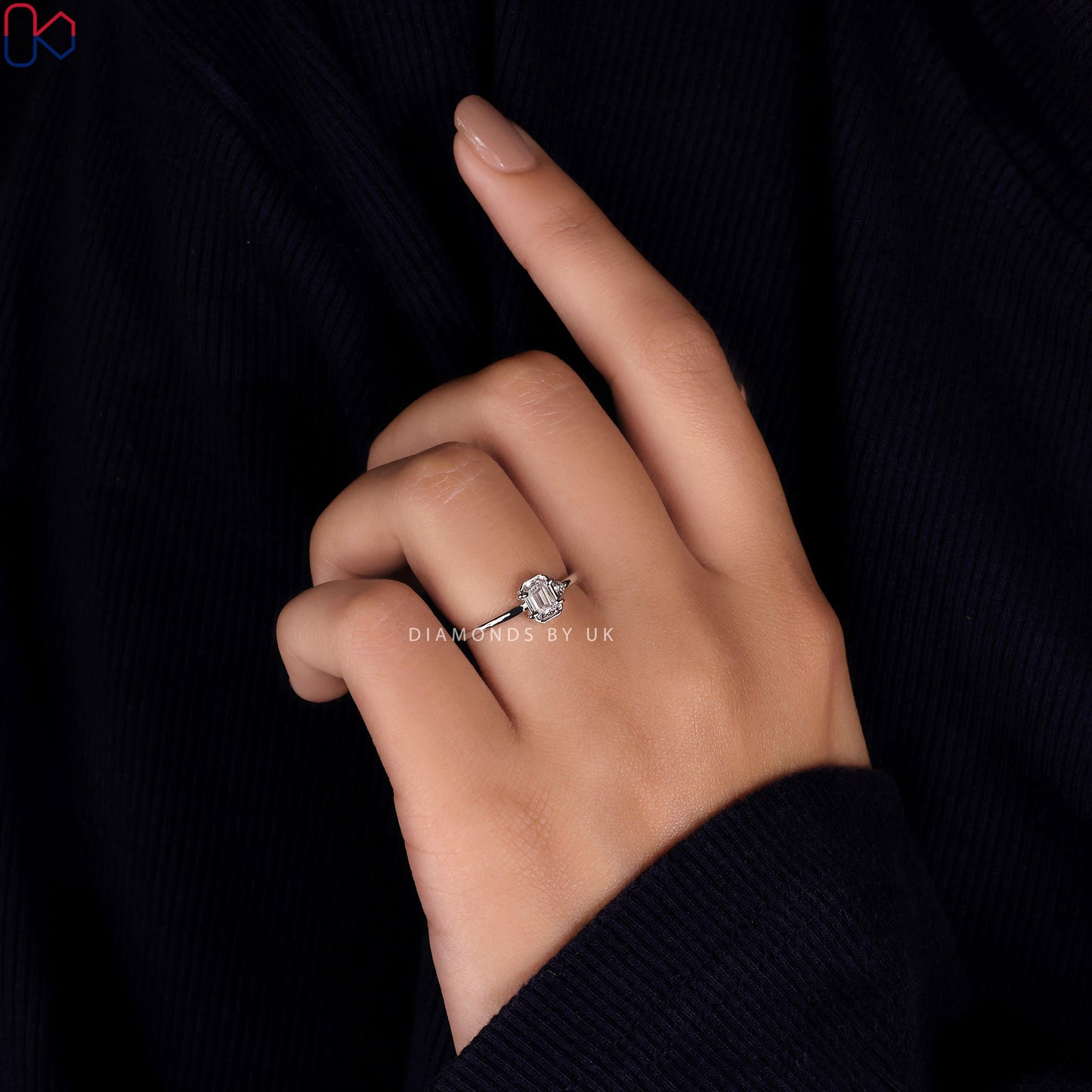 2 Stone Diamond Ring - Round and Emerald Cut