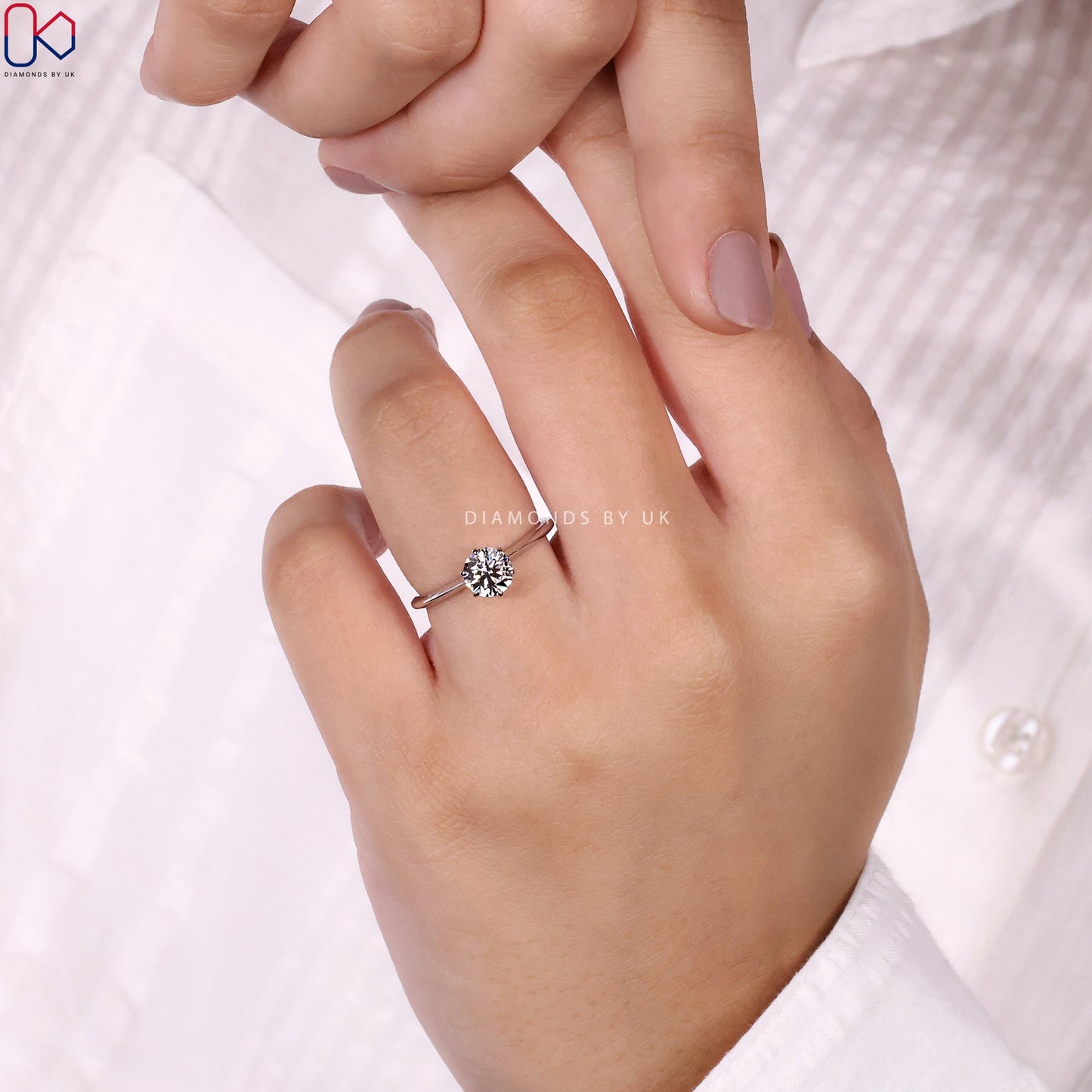 Round Brilliant Solitaire Diamond Ring In White Gold