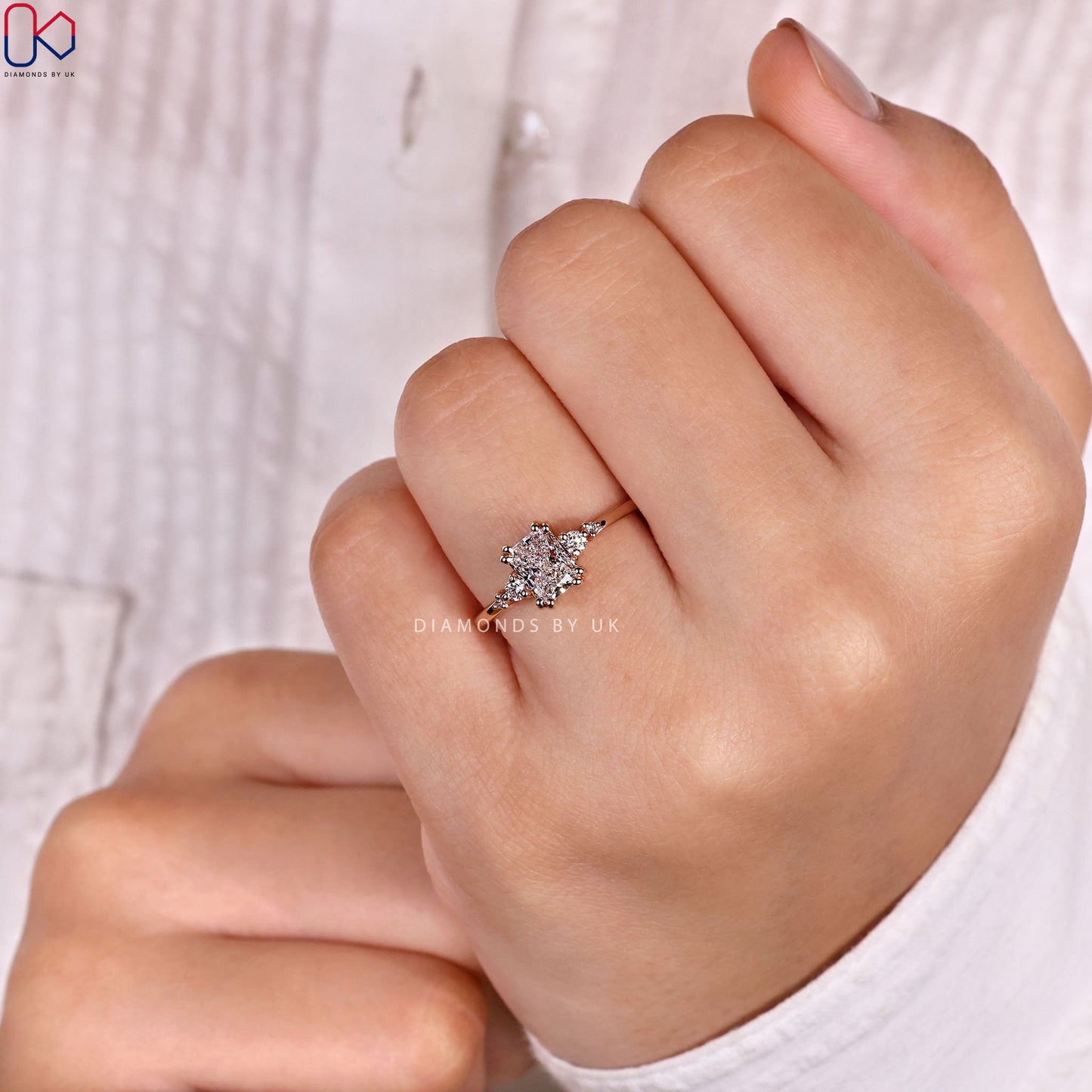 5 Stone Set Radiant Cut Diamond Engagement Ring