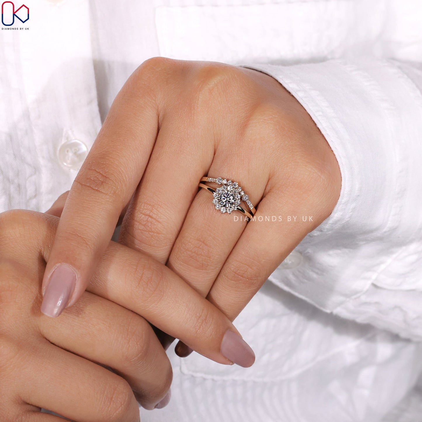 Round Engagement Ring And Wedding Band