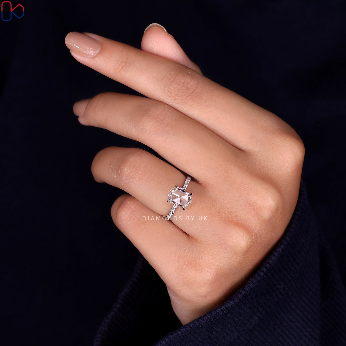 Rose Cut Diamond Ring - Pave Setting