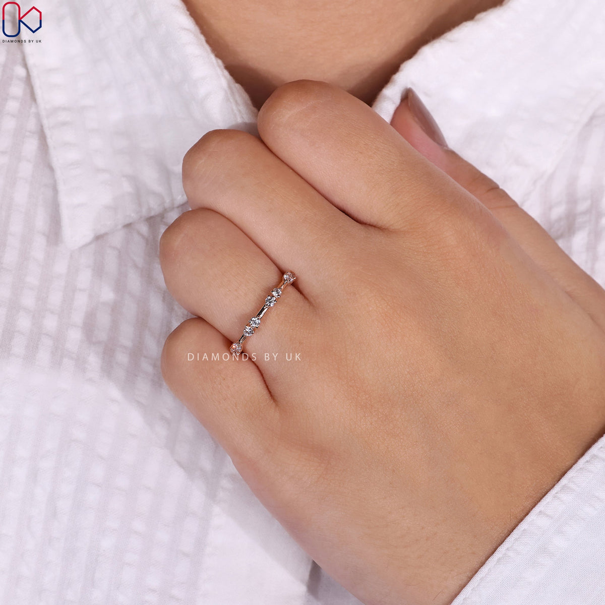 Round Diamond Wedding Band – Distance Pave Style