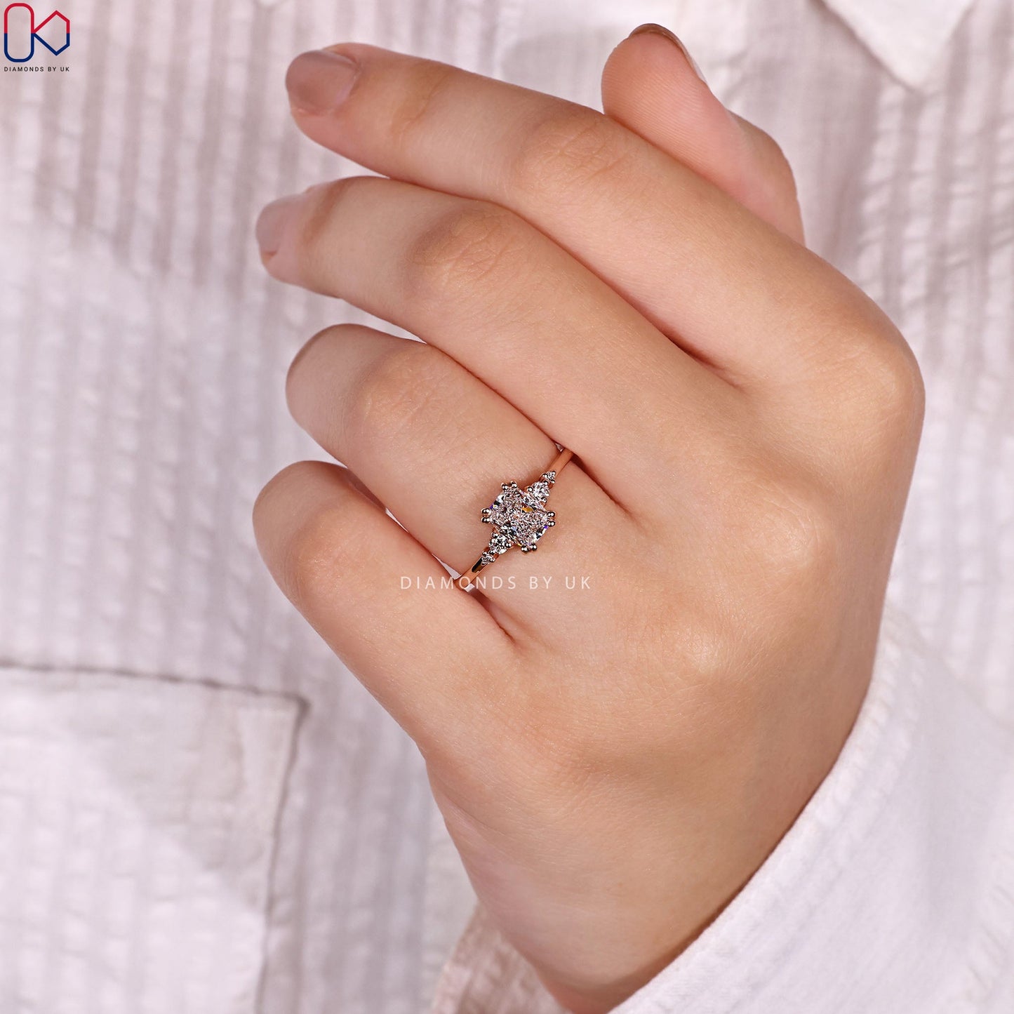5 Stone Set Radiant Cut Diamond Engagement Ring