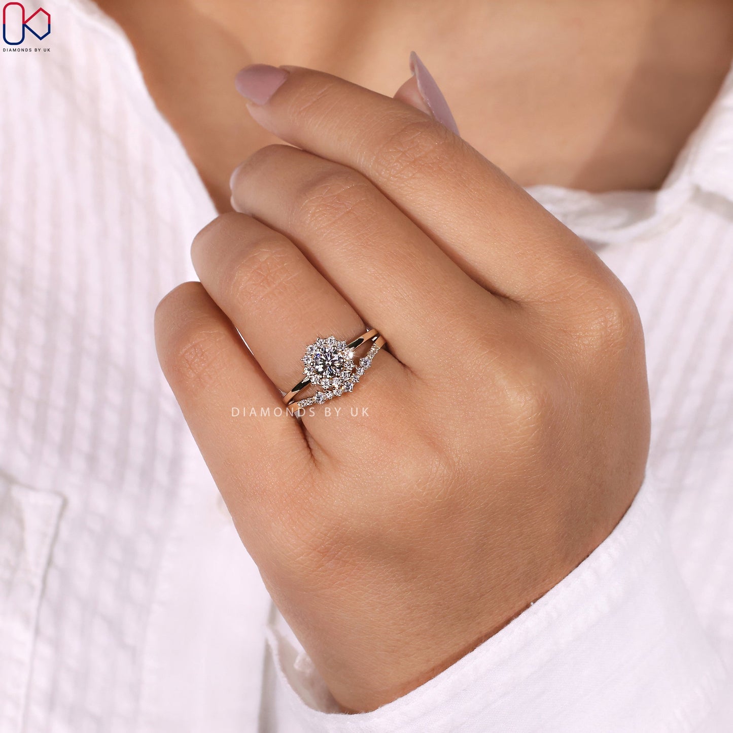 Round Engagement Ring And Wedding Band