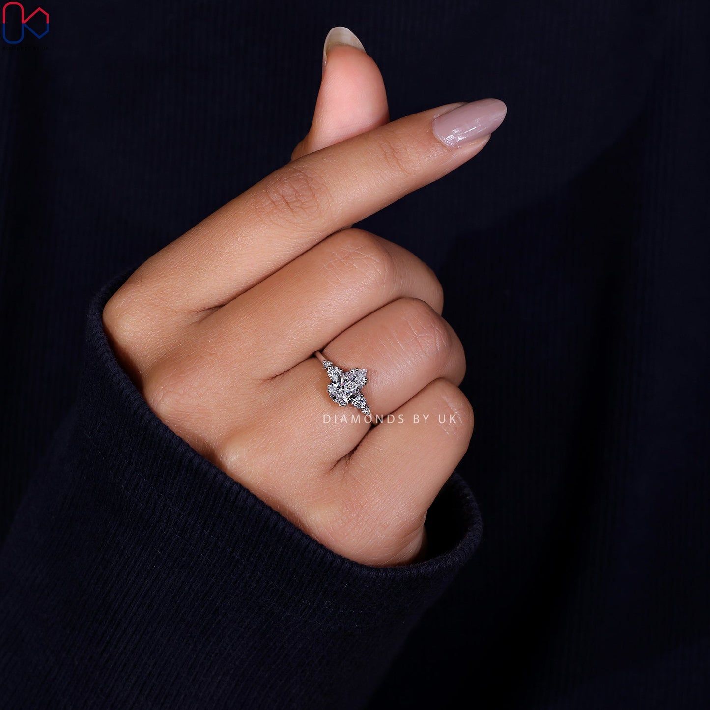 5 Stone Pear Diamond Ring